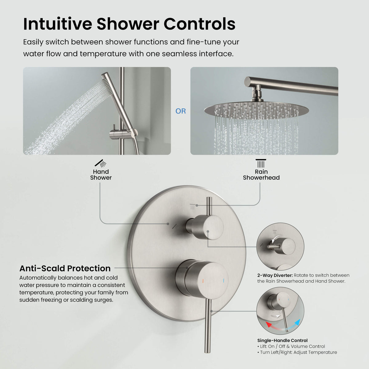 Halo 2-Function Pressure Balanced Complete Shower Faucet Set with Slide Bar - CSF-4019