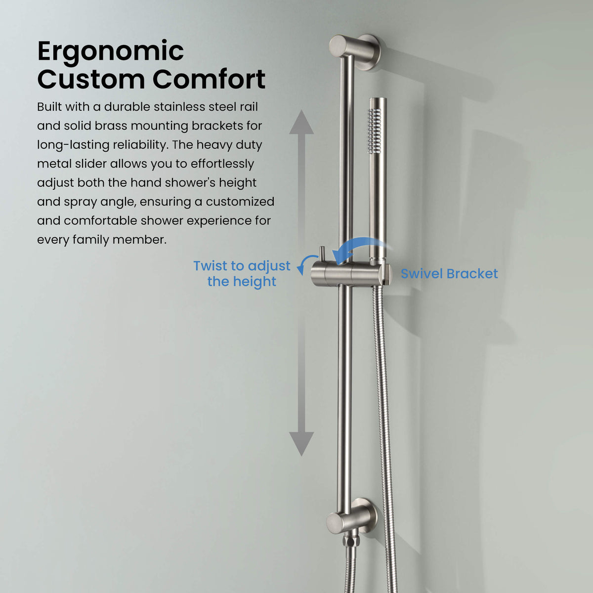 Halo 2-Function Pressure Balanced Complete Shower Faucet Set with Slide Bar - CSF-4019