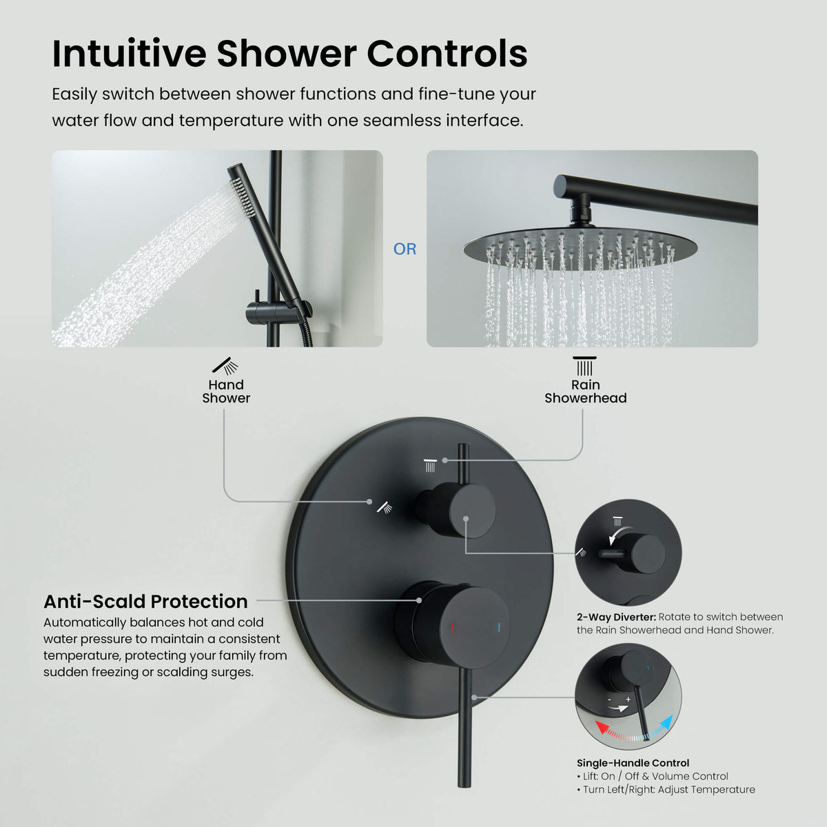 Halo 2-Function Pressure Balanced Complete Shower Faucet Set with Slide Bar - CSF-4019