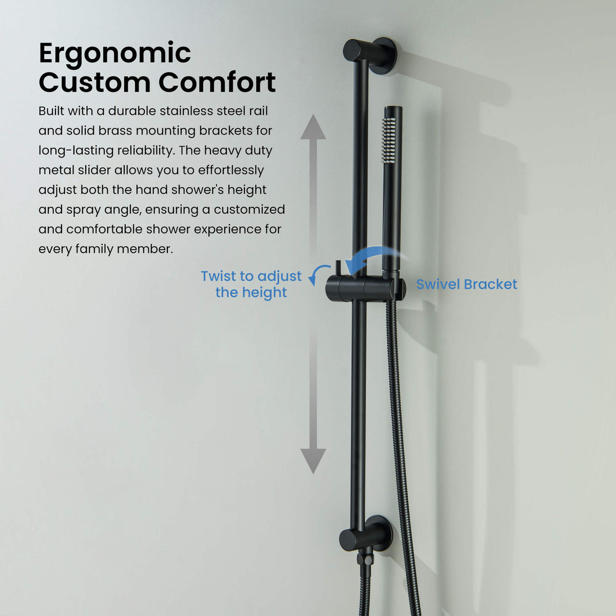 Halo 2-Function Pressure Balanced Complete Shower Faucet Set with Slide Bar - CSF-4019