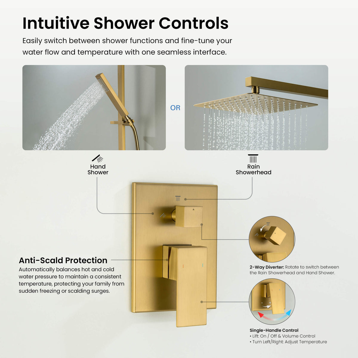 Quadra 2-Function Pressure Balanced Complete Shower Faucet Set with Slide Bar - CSF-4020