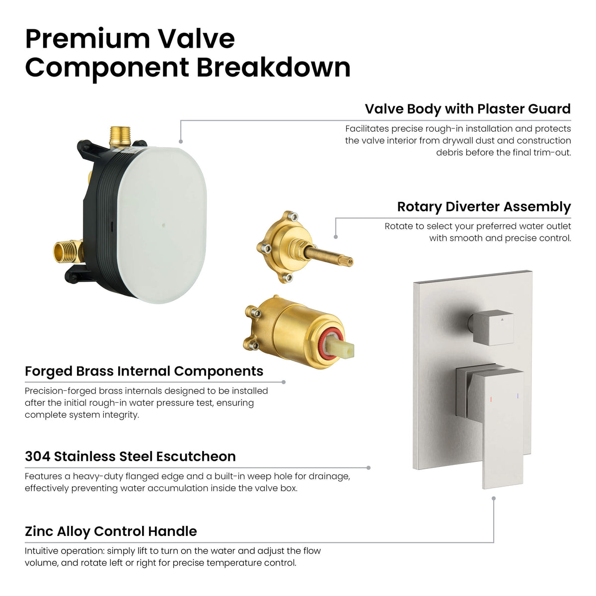 Quadra 2-Function Pressure Balanced Complete Shower Faucet Set with Slide Bar - CSF-4020