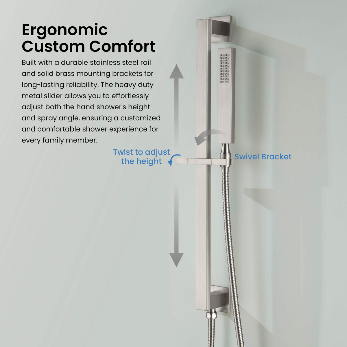 Quadra 2-Function Pressure Balanced Complete Shower Faucet Set with Slide Bar - CSF-4020