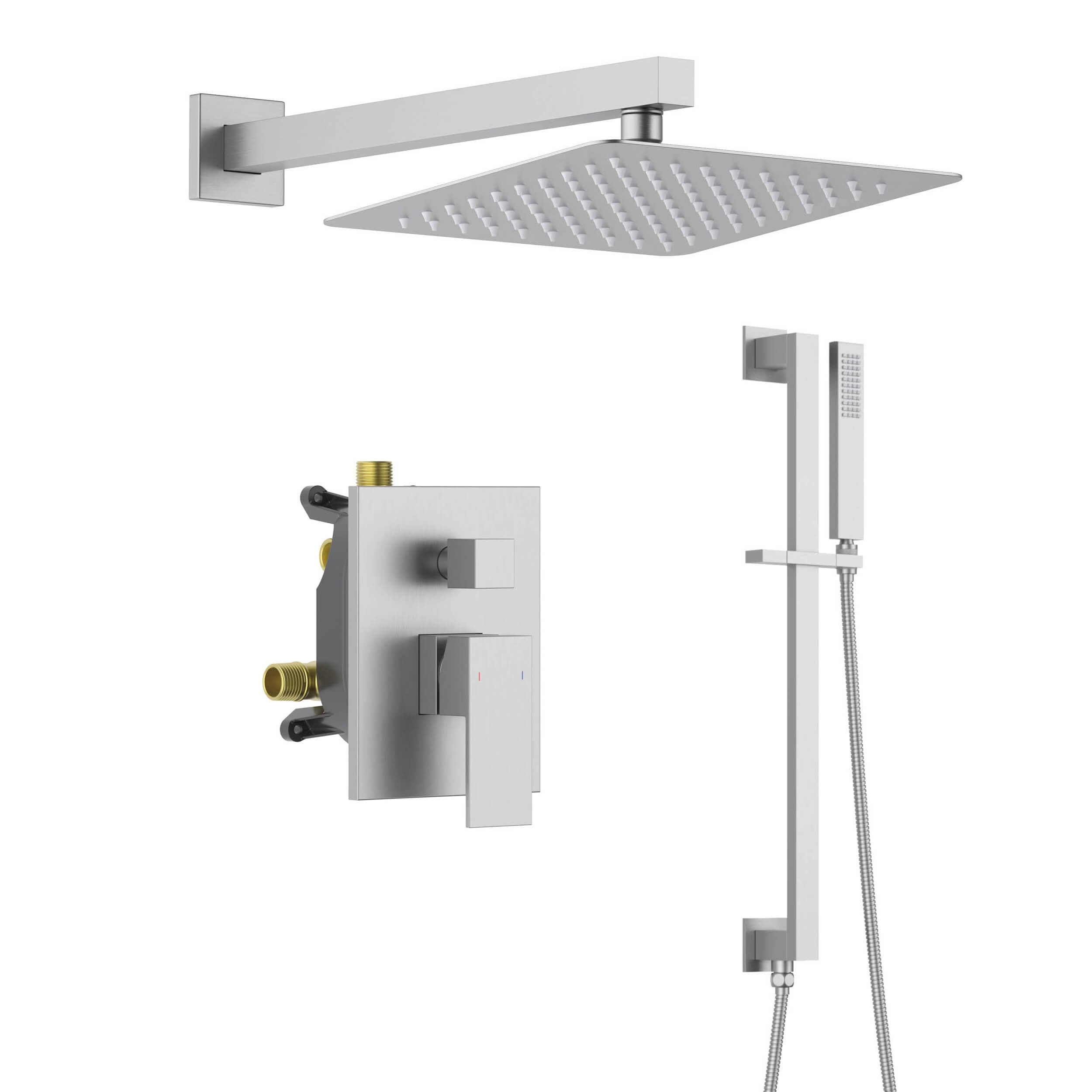 Quadra 2-Function Pressure Balanced Complete Shower Faucet Set with Slide Bar - CSF-4020