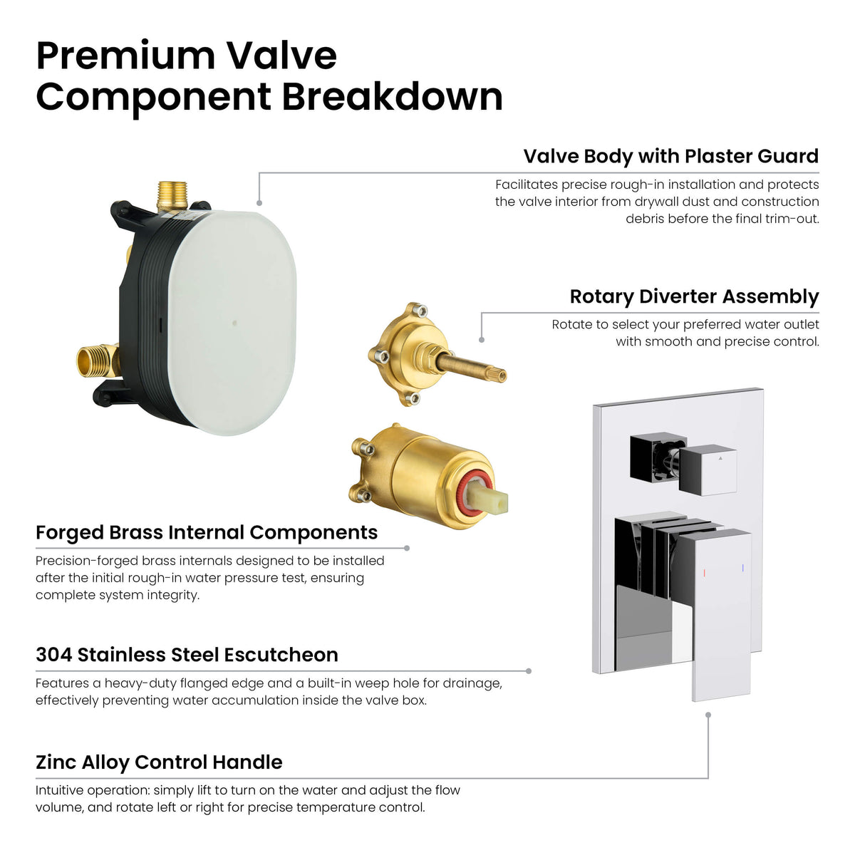 Quadra 2-Function Pressure Balanced Complete Shower Faucet Set with Slide Bar - CSF-4020