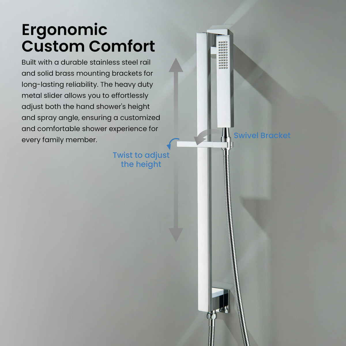 Quadra 2-Function Pressure Balanced Complete Shower Faucet Set with Slide Bar - CSF-4020