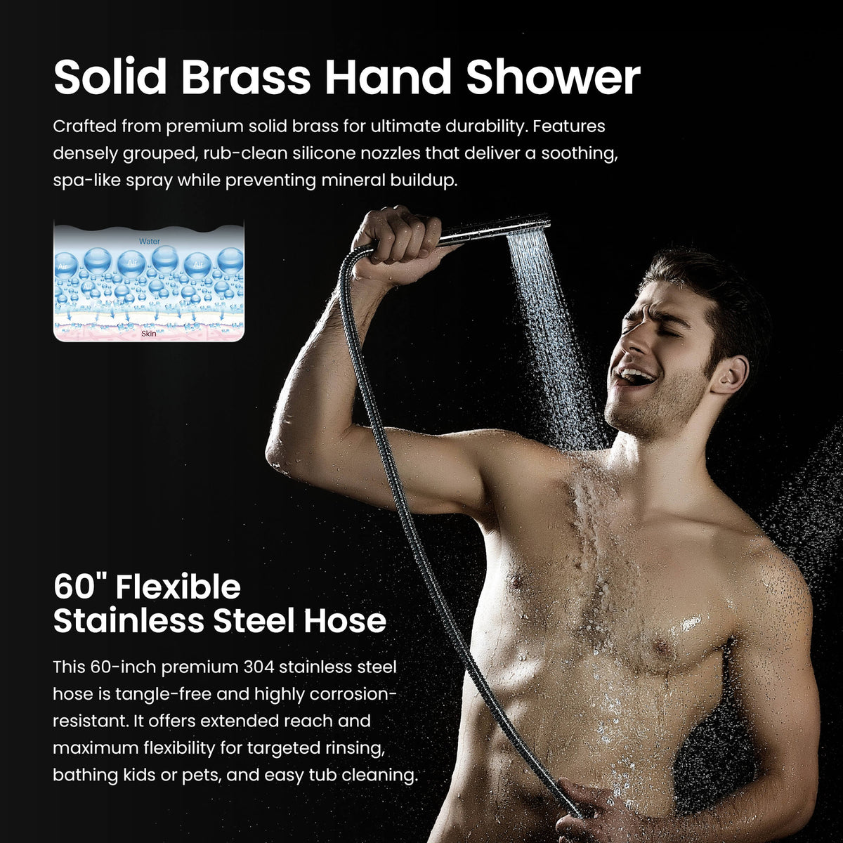 Halo 3-Function Pressure Balanced Complete Shower Faucet Set with Wall Mount, Ceiling Mount, and Handheld Shower Heads - CSF-4021