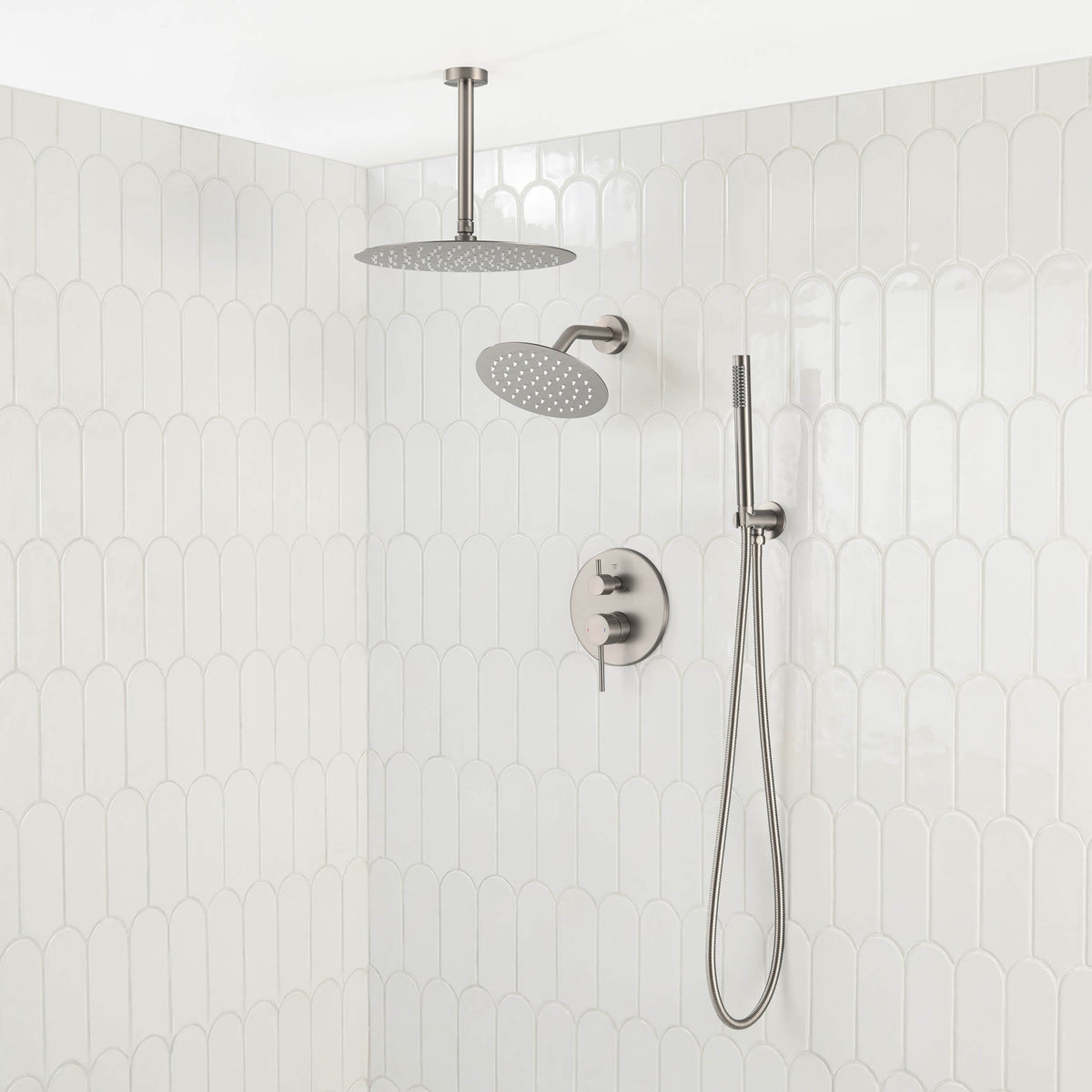 Halo 3-Function Pressure Balanced Complete Shower Faucet Set with Wall Mount, Ceiling Mount, and Handheld Shower Heads - CSF-4021