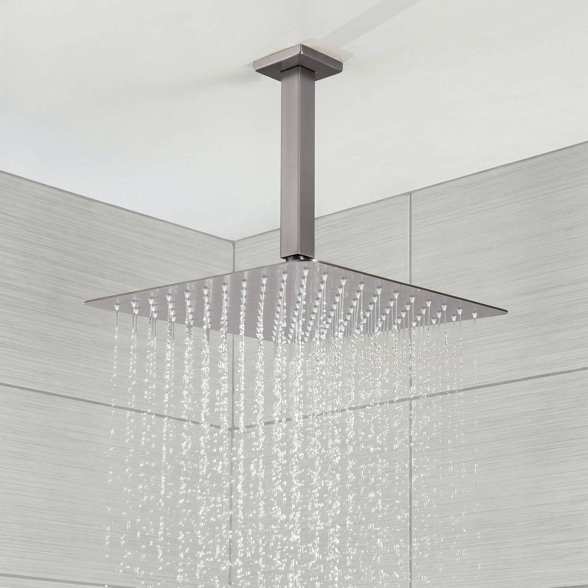 Quadra 3-Function Pressure Balanced Complete Shower Faucet Set with Wall Mount, Ceiling Mount, and Handheld Shower Heads - CSF-4022
