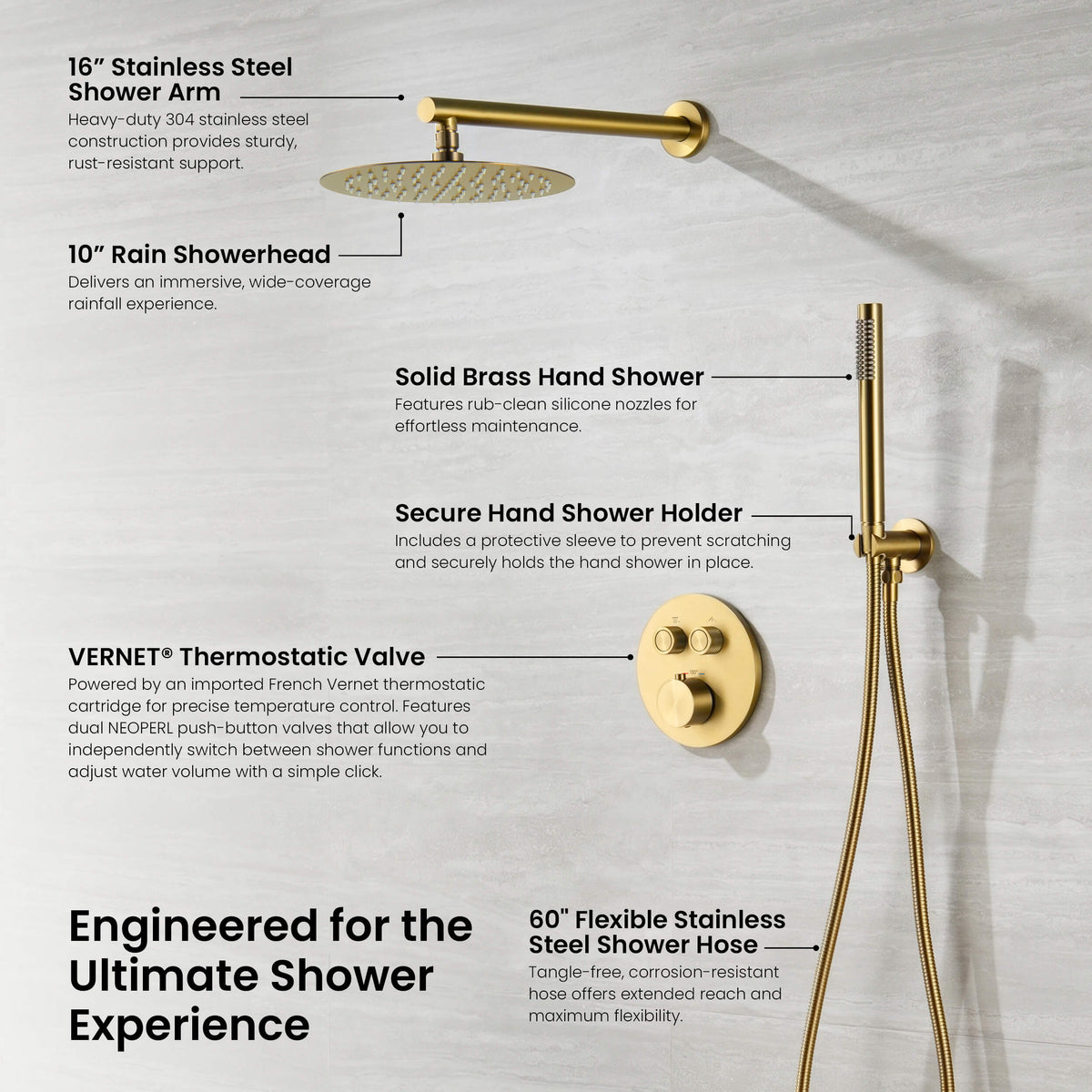 Halo 2-Function Thermostatic Complete Shower Faucet Set - CSF-4023