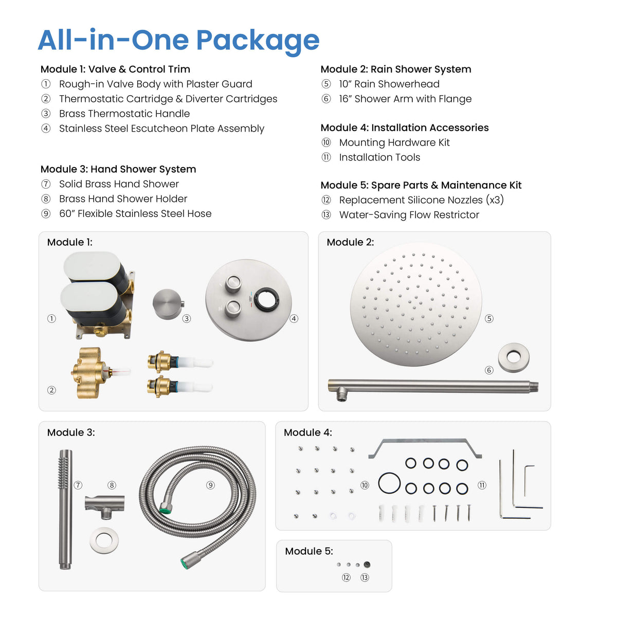 Halo 2-Function Thermostatic Complete Shower Faucet Set - CSF-4023