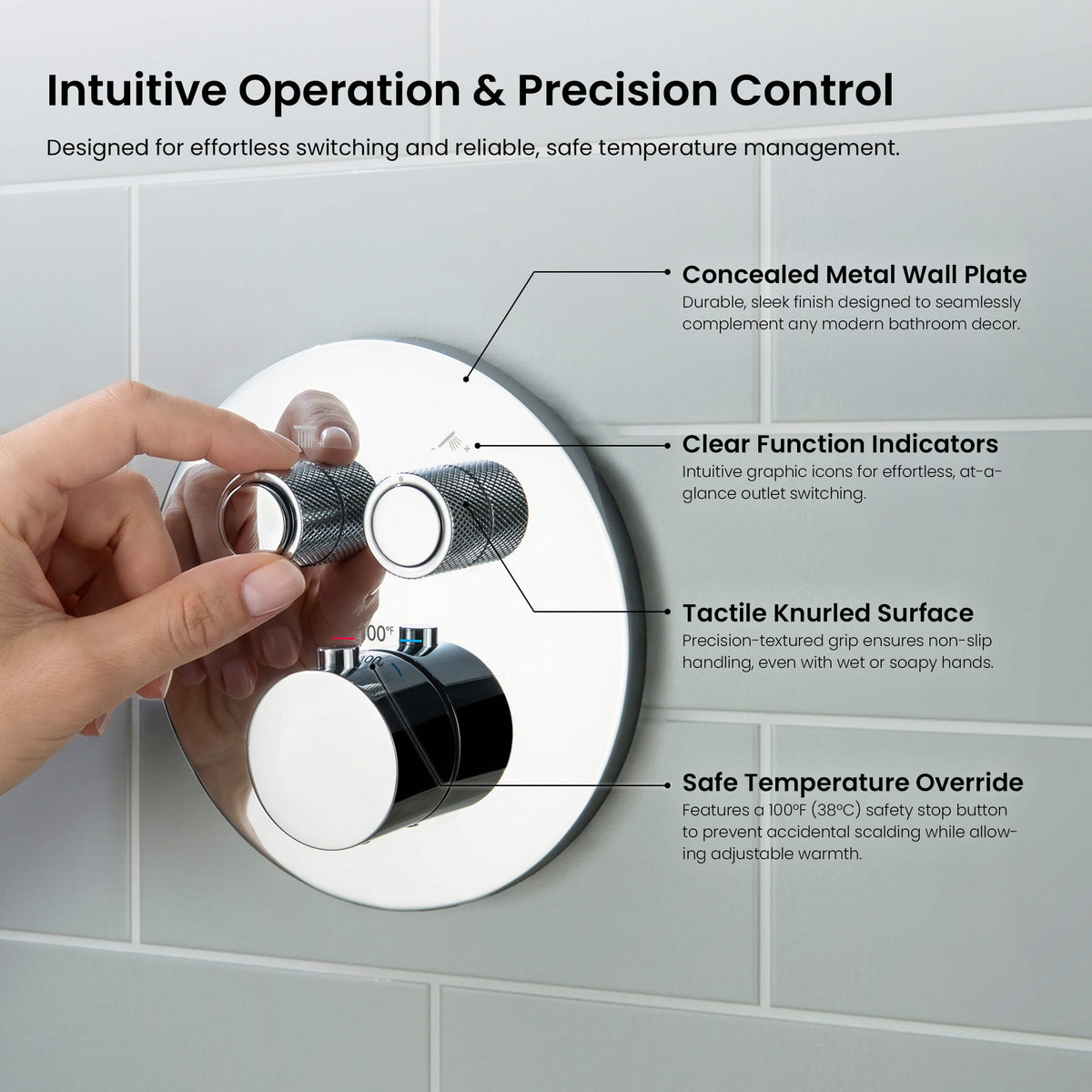 Halo 2-Function Thermostatic Complete Shower Faucet Set - CSF-4023