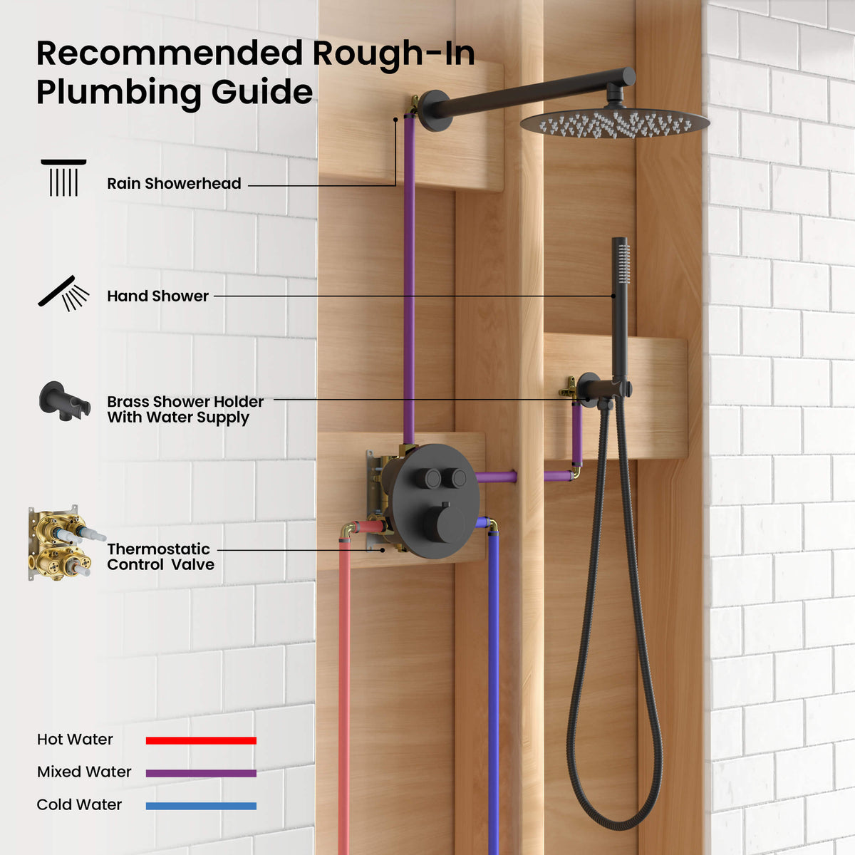 Halo 2-Function Thermostatic Complete Shower Faucet Set - CSF-4023