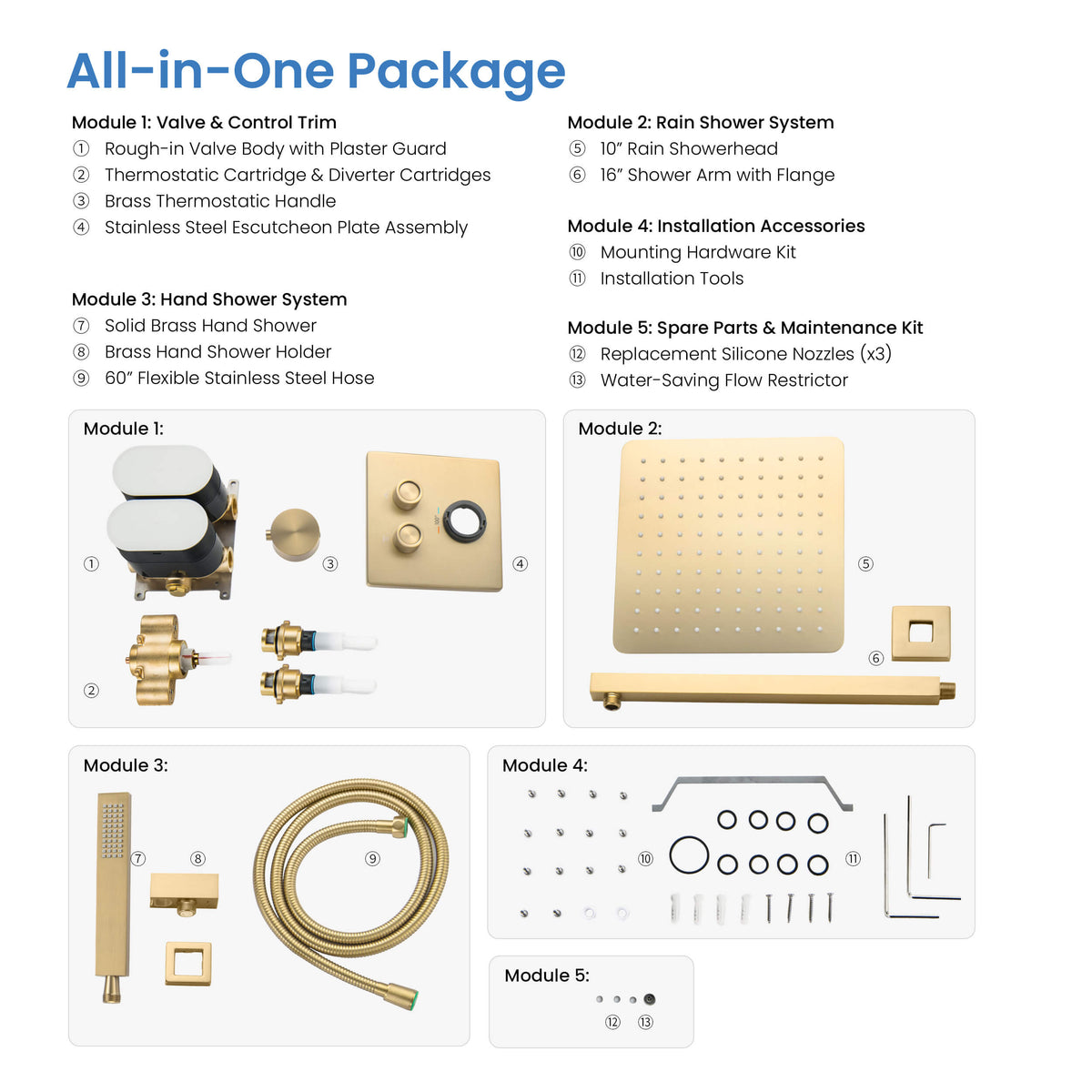 Quadra 2-Function Thermostatic Complete Shower Faucet Set - CSF-4024