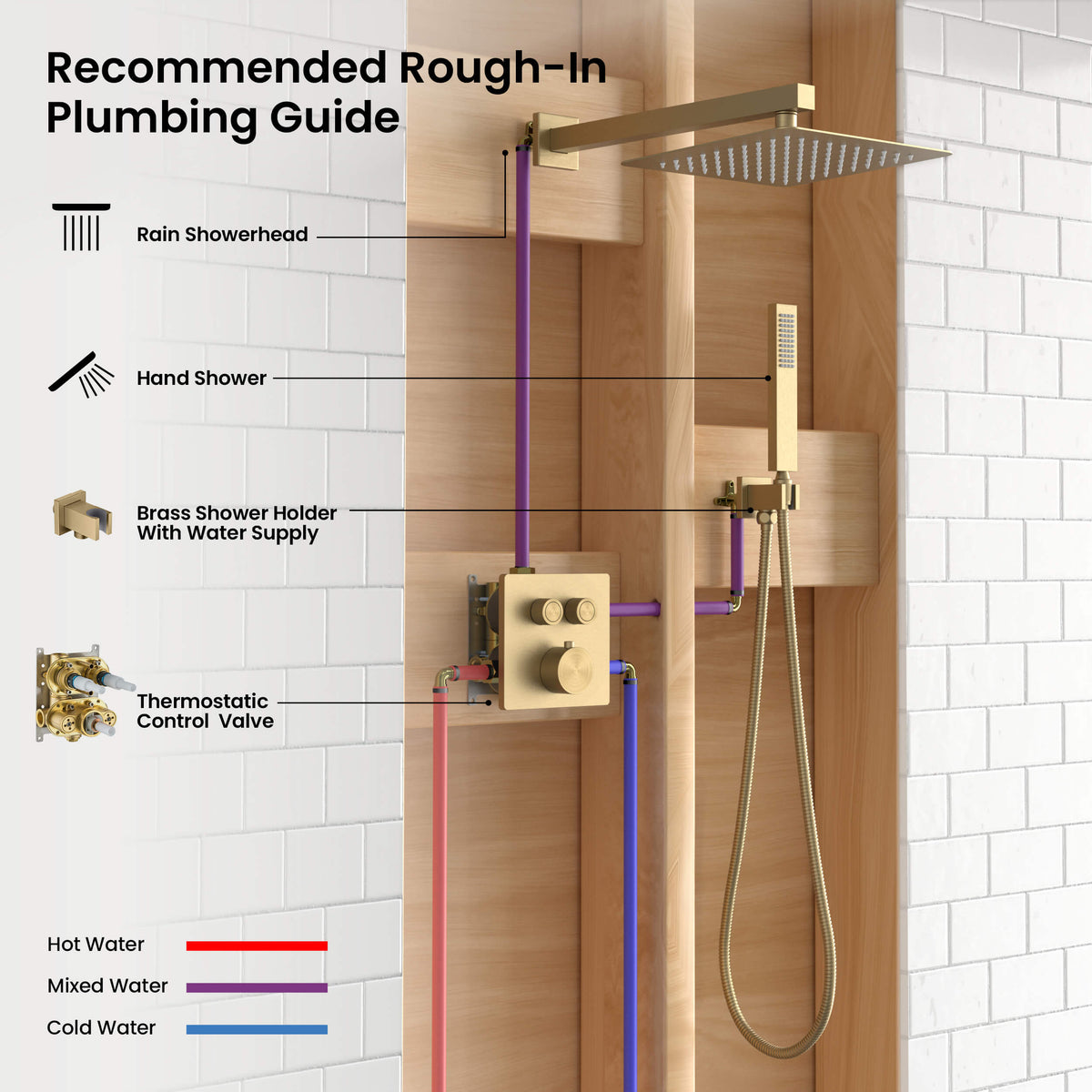 Quadra 2-Function Thermostatic Complete Shower Faucet Set - CSF-4024