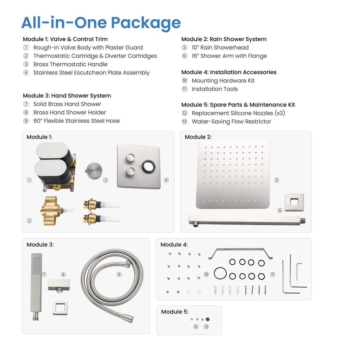 Quadra 2-Function Thermostatic Complete Shower Faucet Set - CSF-4024