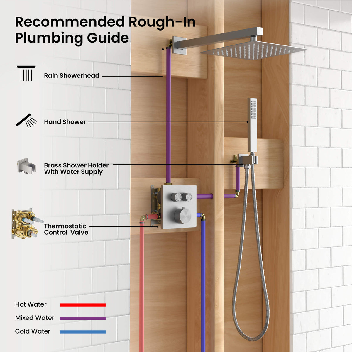 Quadra 2-Function Thermostatic Complete Shower Faucet Set - CSF-4024