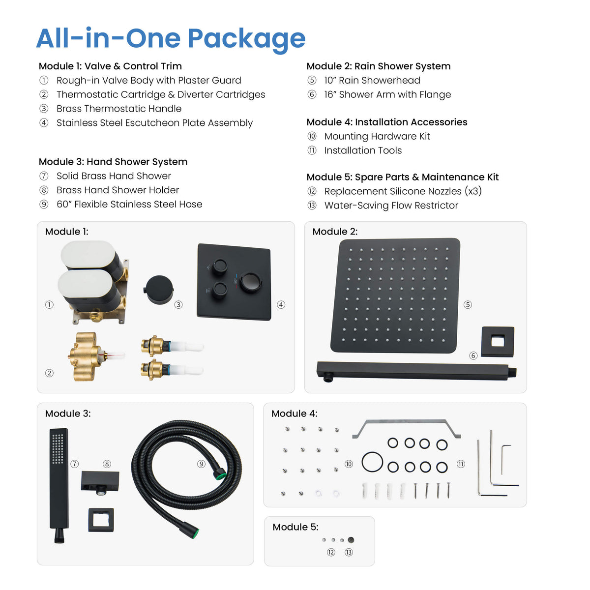 Quadra 2-Function Thermostatic Complete Shower Faucet Set - CSF-4024