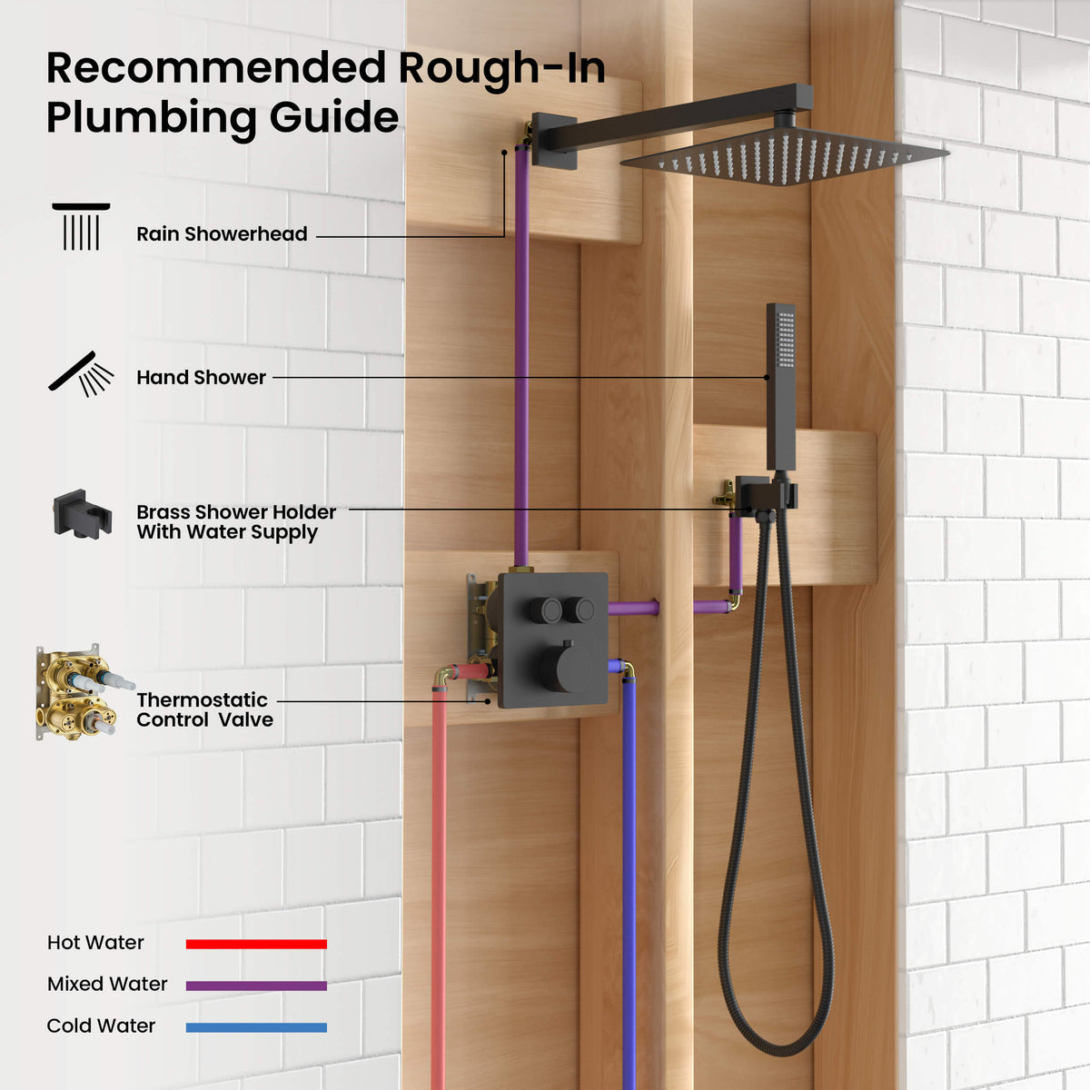 Quadra 2-Function Thermostatic Complete Shower Faucet Set - CSF-4024