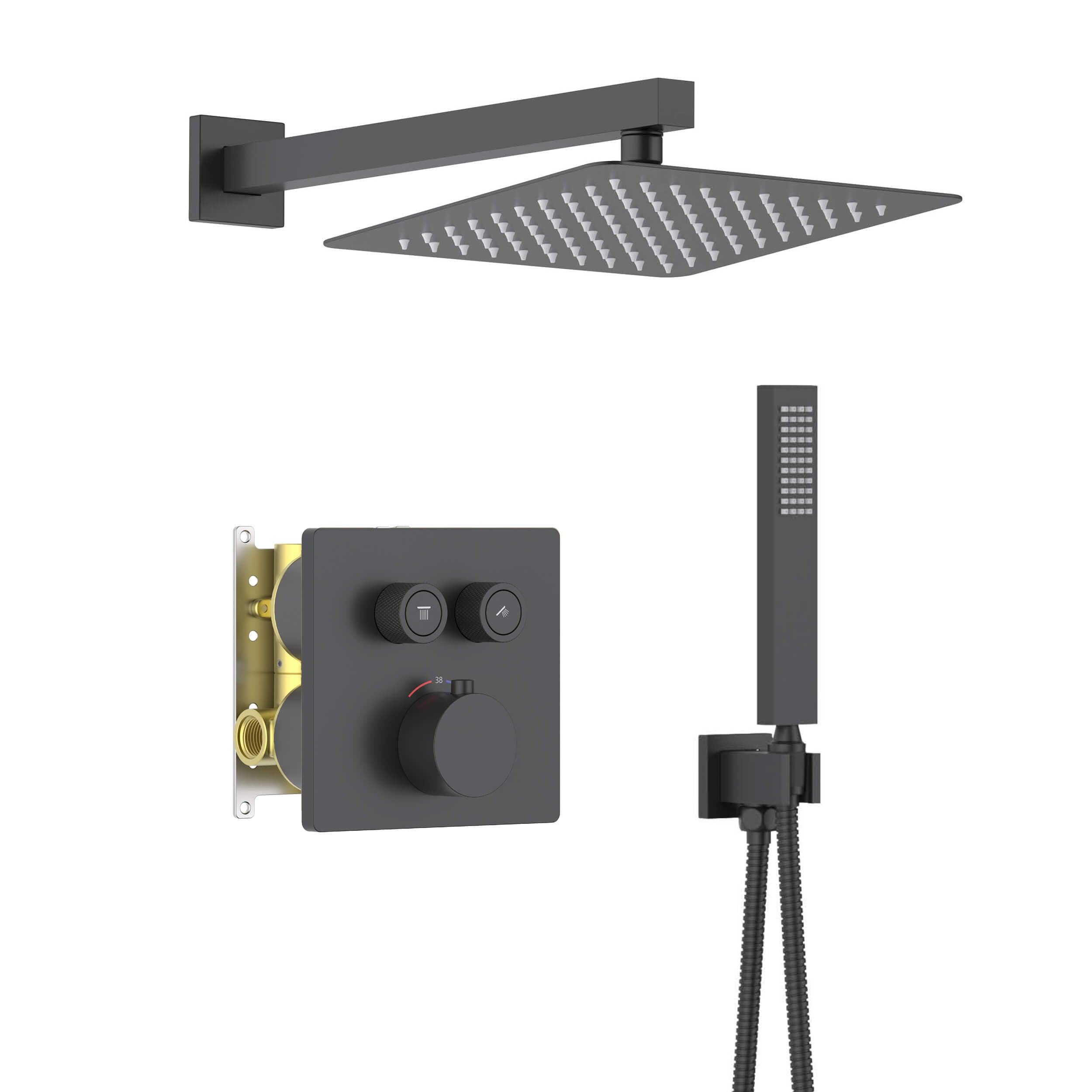 Quadra 2-Function Thermostatic Complete Shower Faucet Set - CSF-4024
