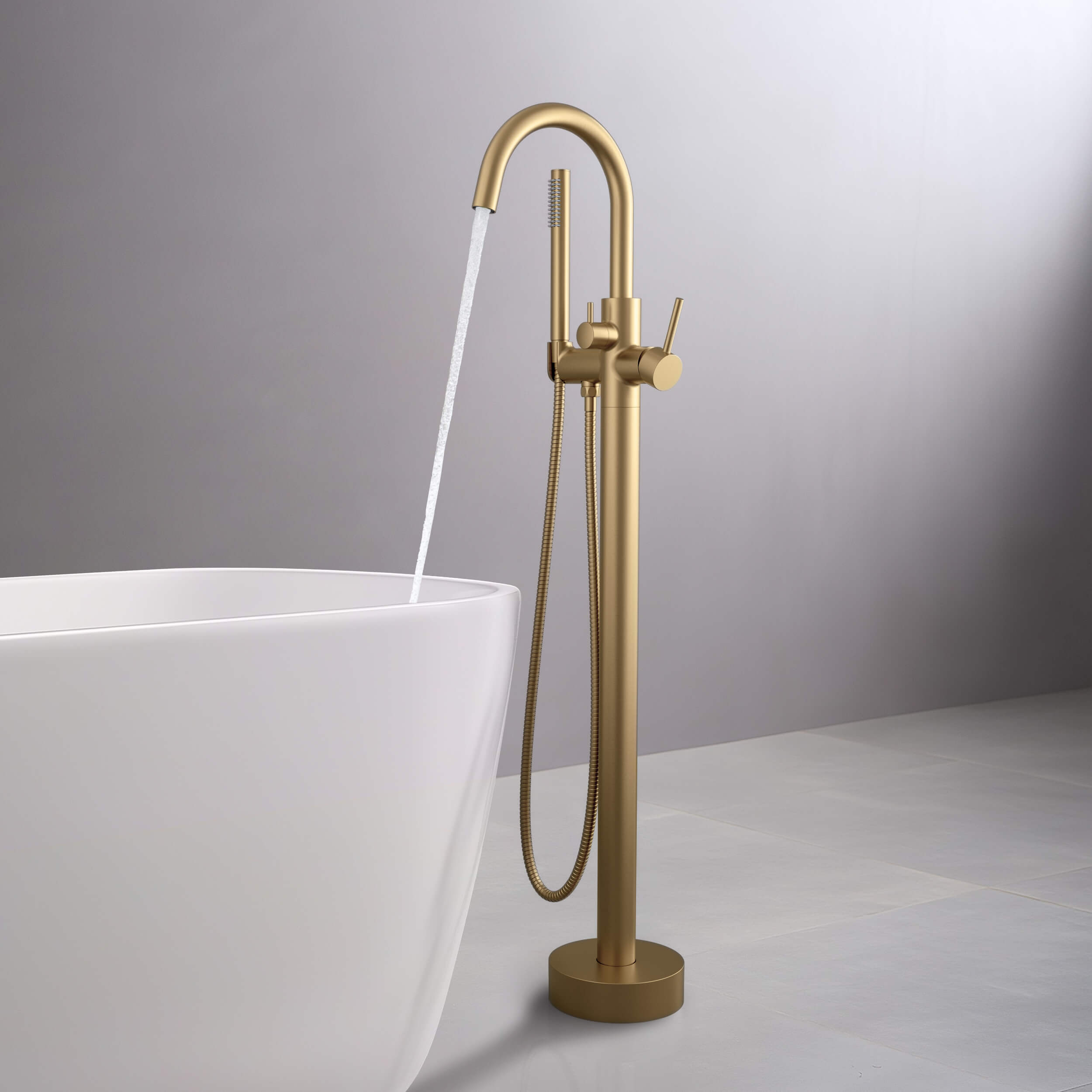 Halo Floor Mount Tub Filler With Hand Shower - CTF-3001