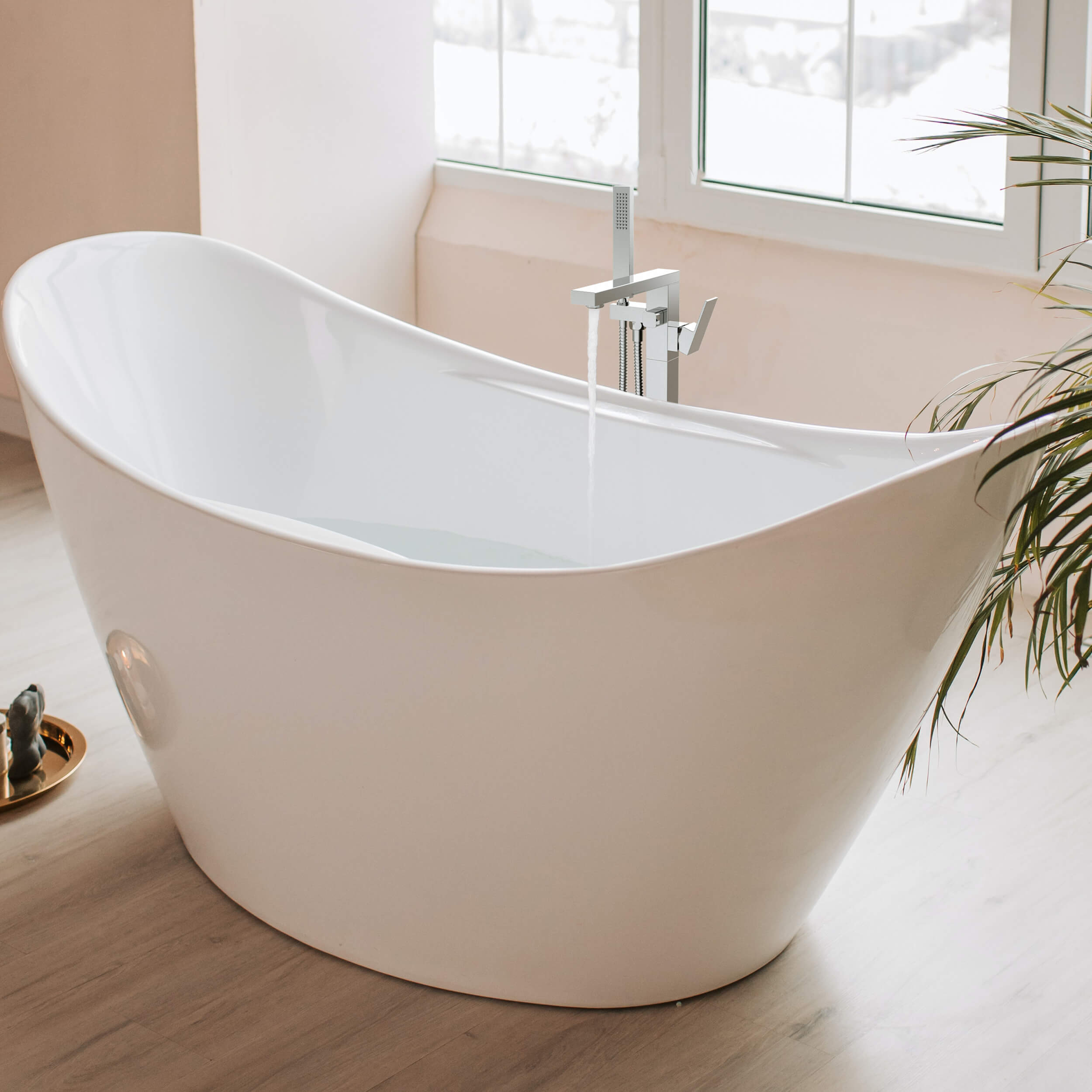 Quadra Floor Mount Tub Filler With Hand Shower - CTF-3002