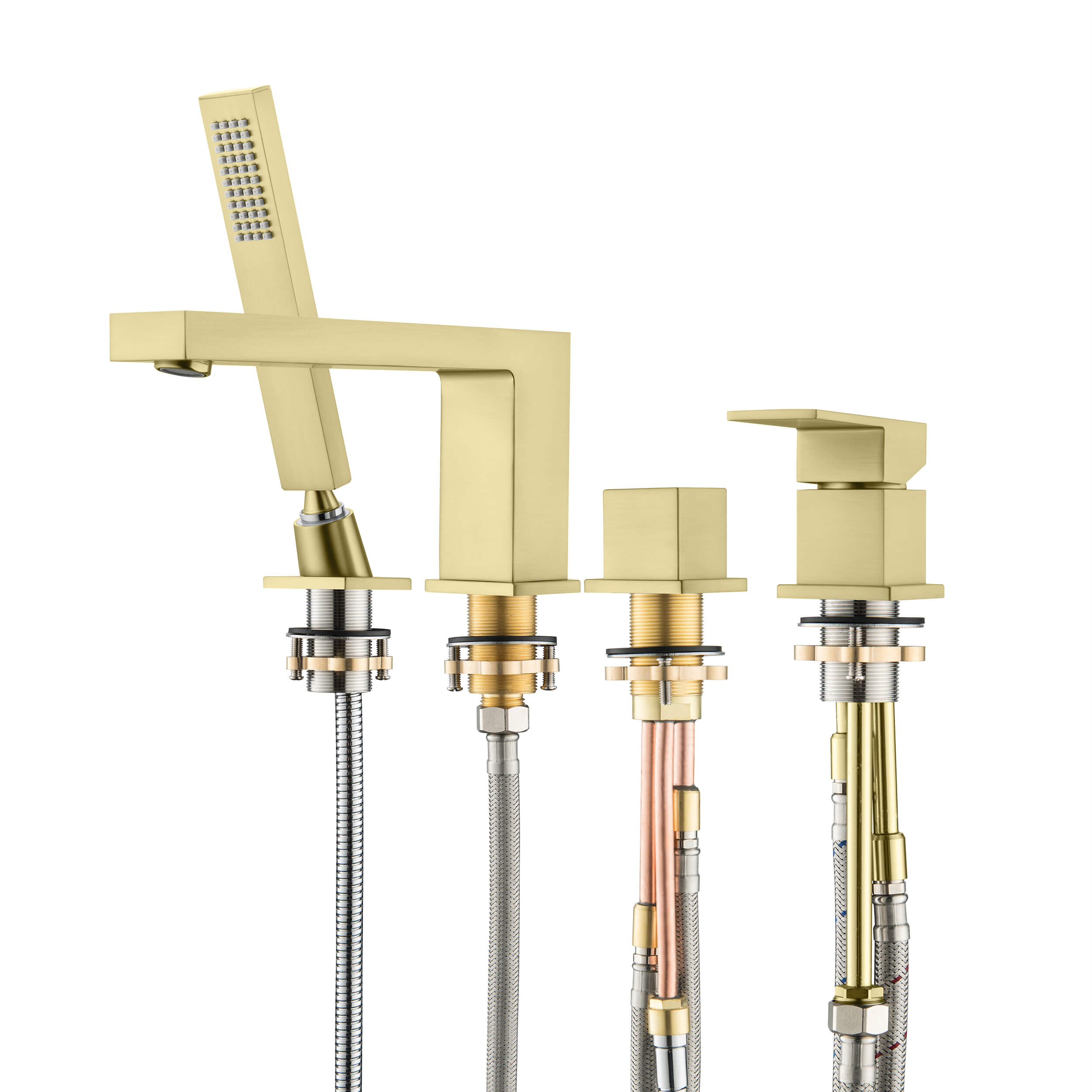 Quadra Deck Mounted Roman Bathtub Faucet with Hand Shower - CTF-3102