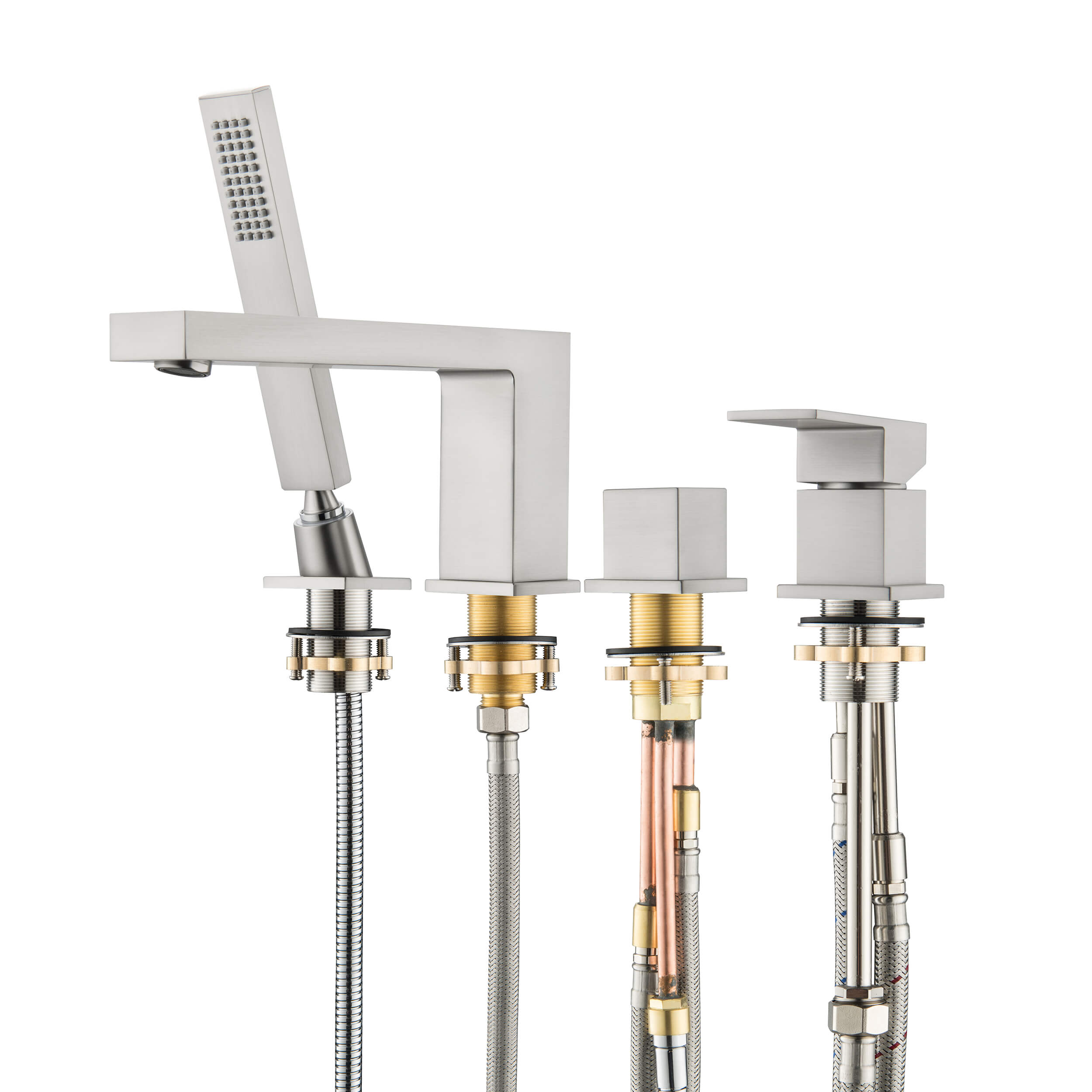 Quadra Deck Mounted Roman Bathtub Faucet with Hand Shower - CTF-3102