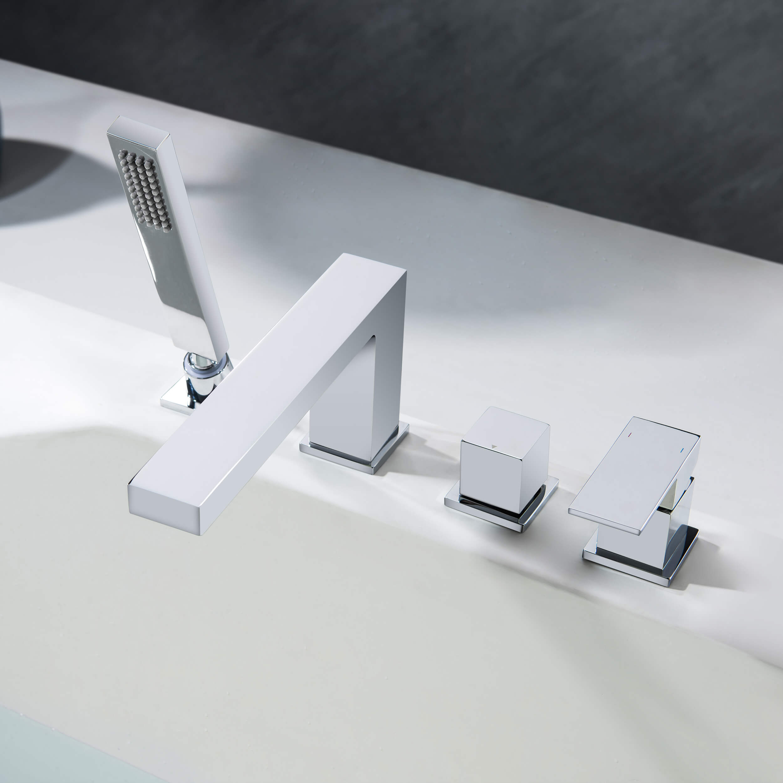 Quadra Deck Mounted Roman Bathtub Faucet with Hand Shower - CTF-3102