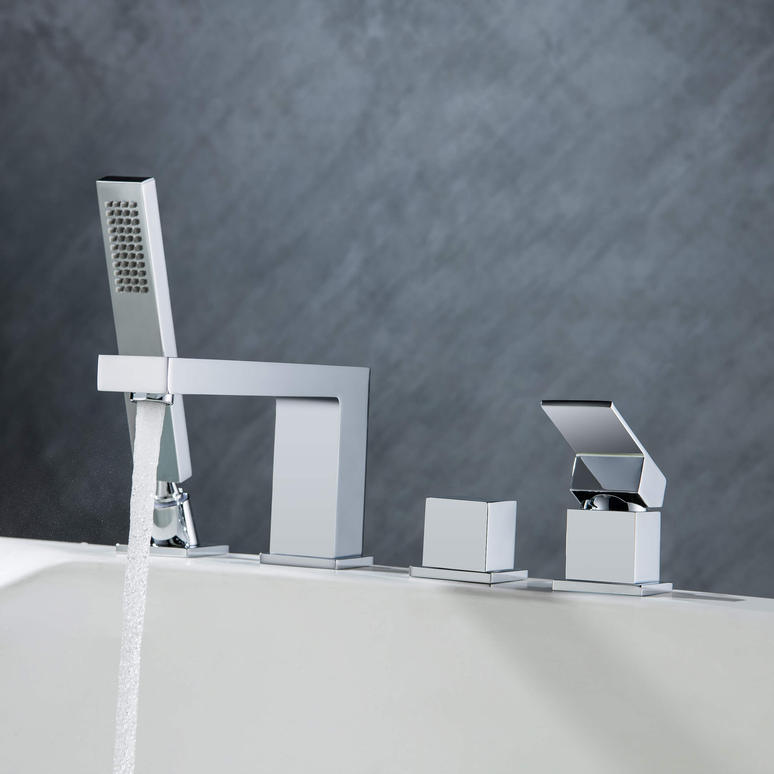 Quadra Deck Mounted Roman Bathtub Faucet with Hand Shower - CTF-3102