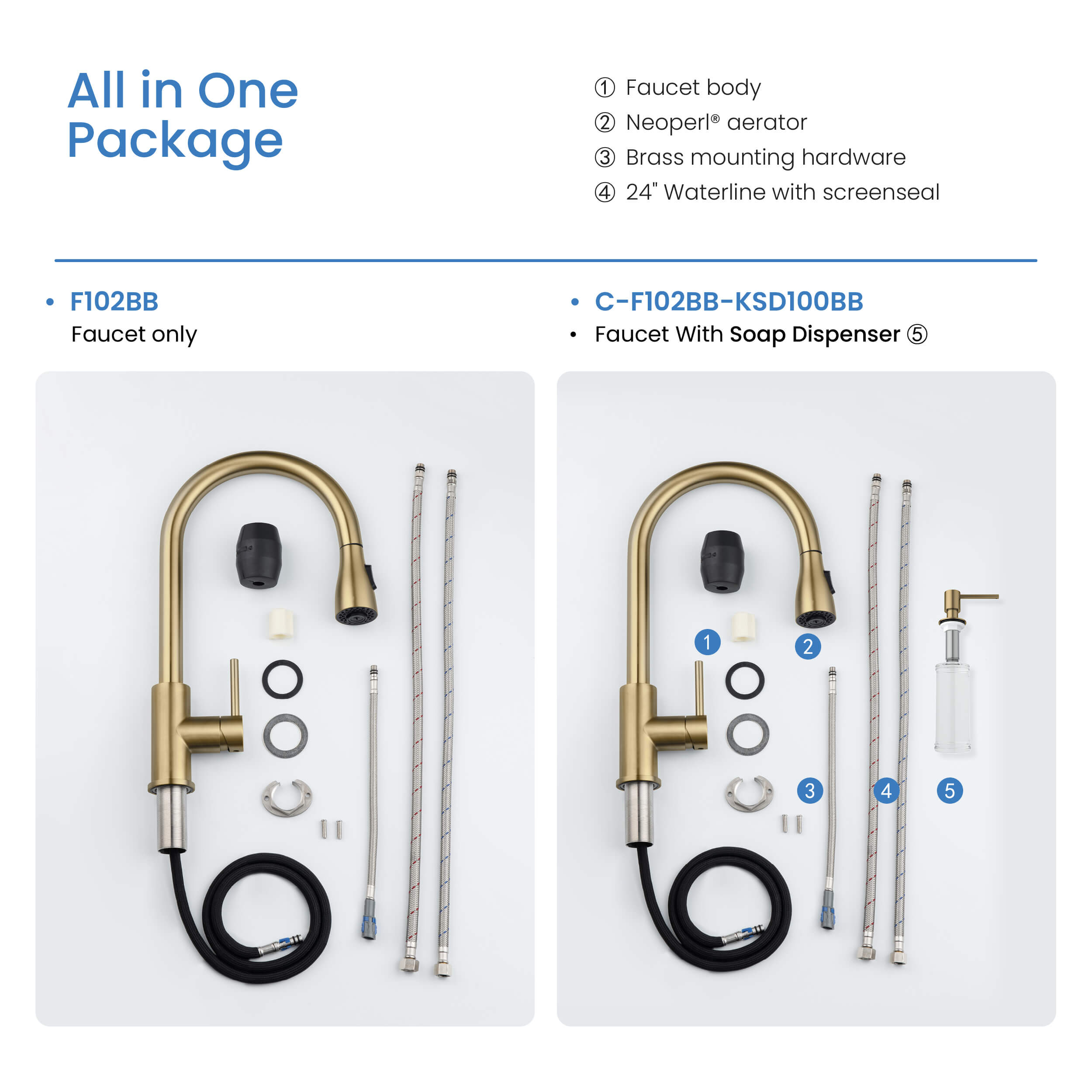 Value Collection - Single Handle Pull Down Kitchen Faucet - F102