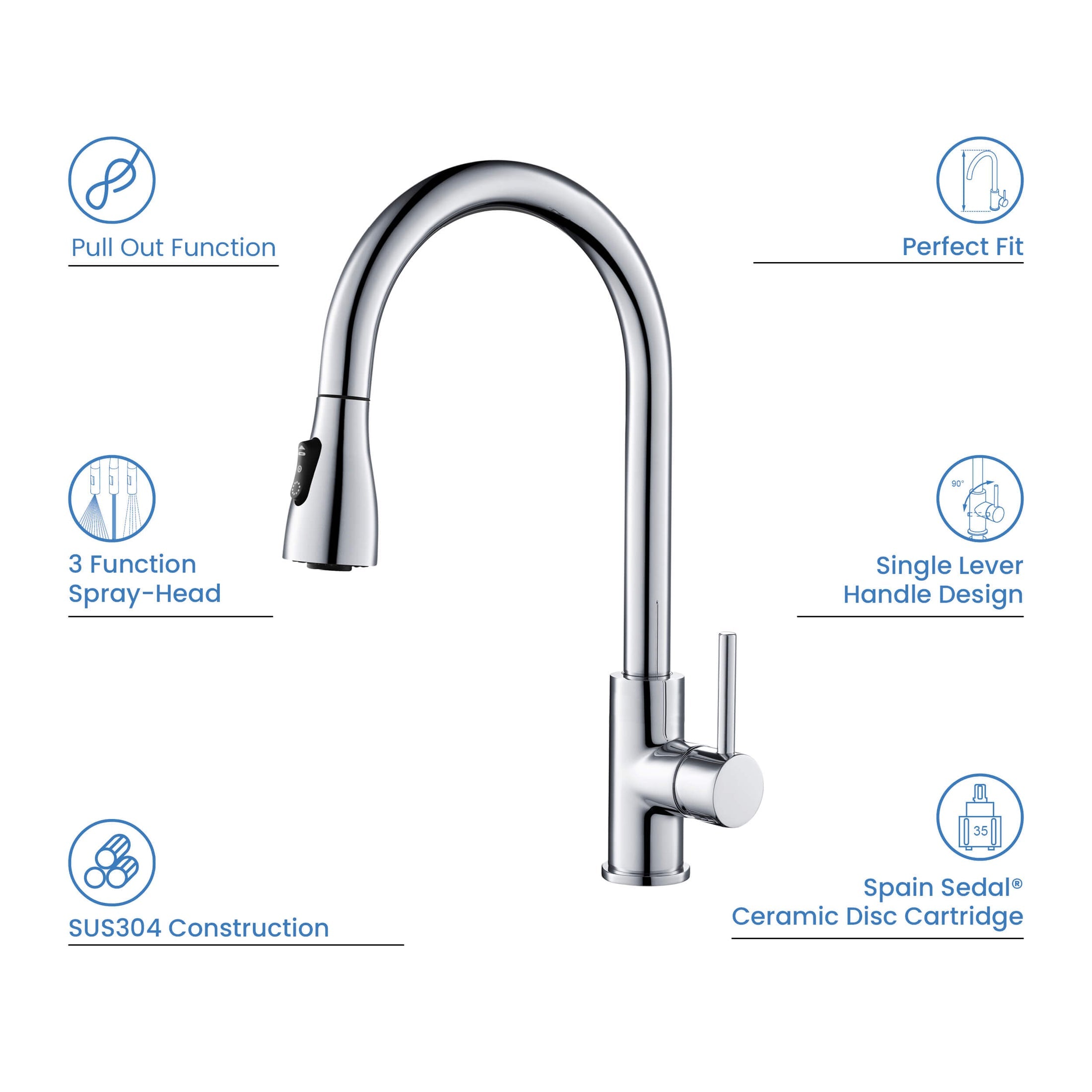 Value Collection - Single Handle Pull Down Kitchen Faucet - F102