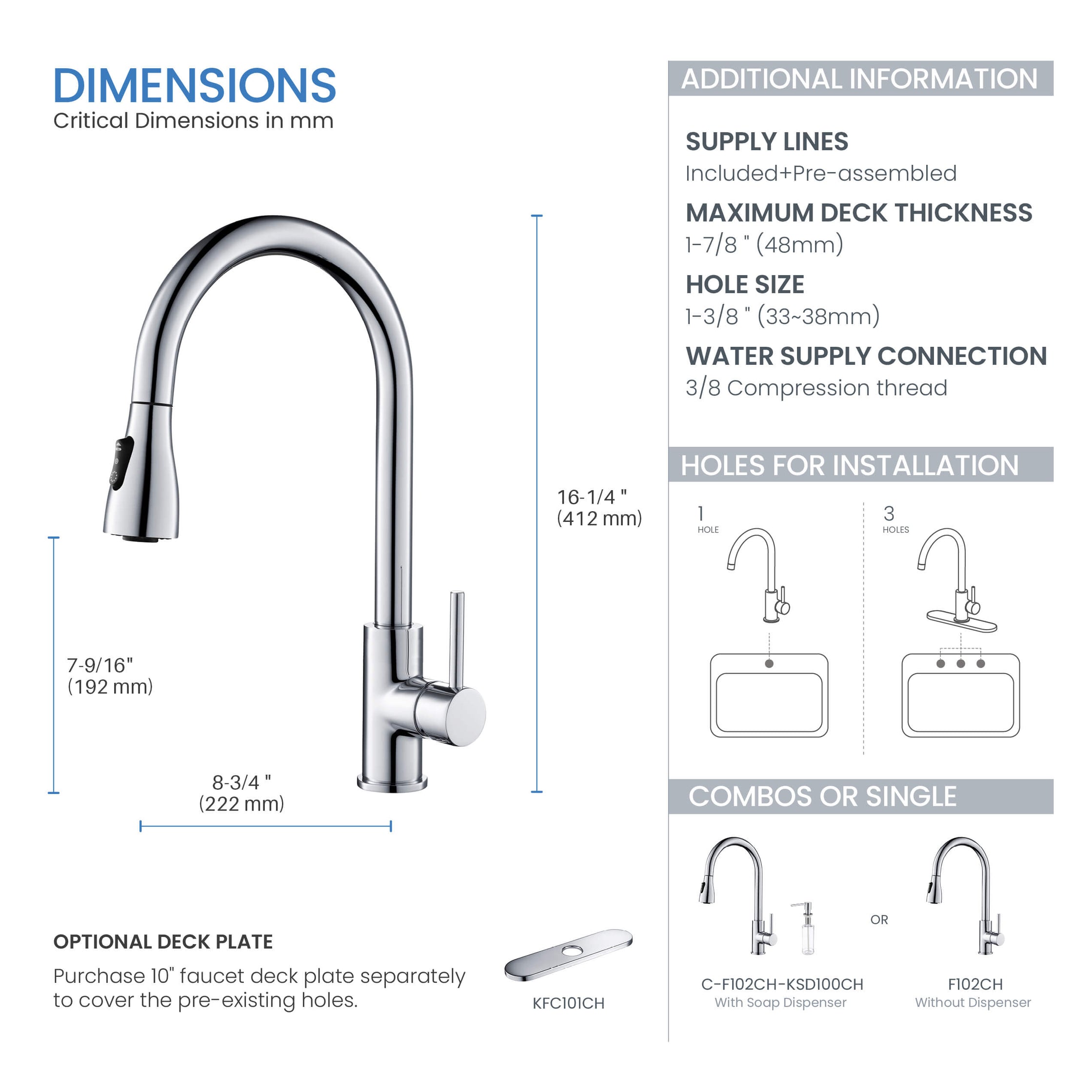 Value Collection - Single Handle Pull Down Kitchen Faucet - F102