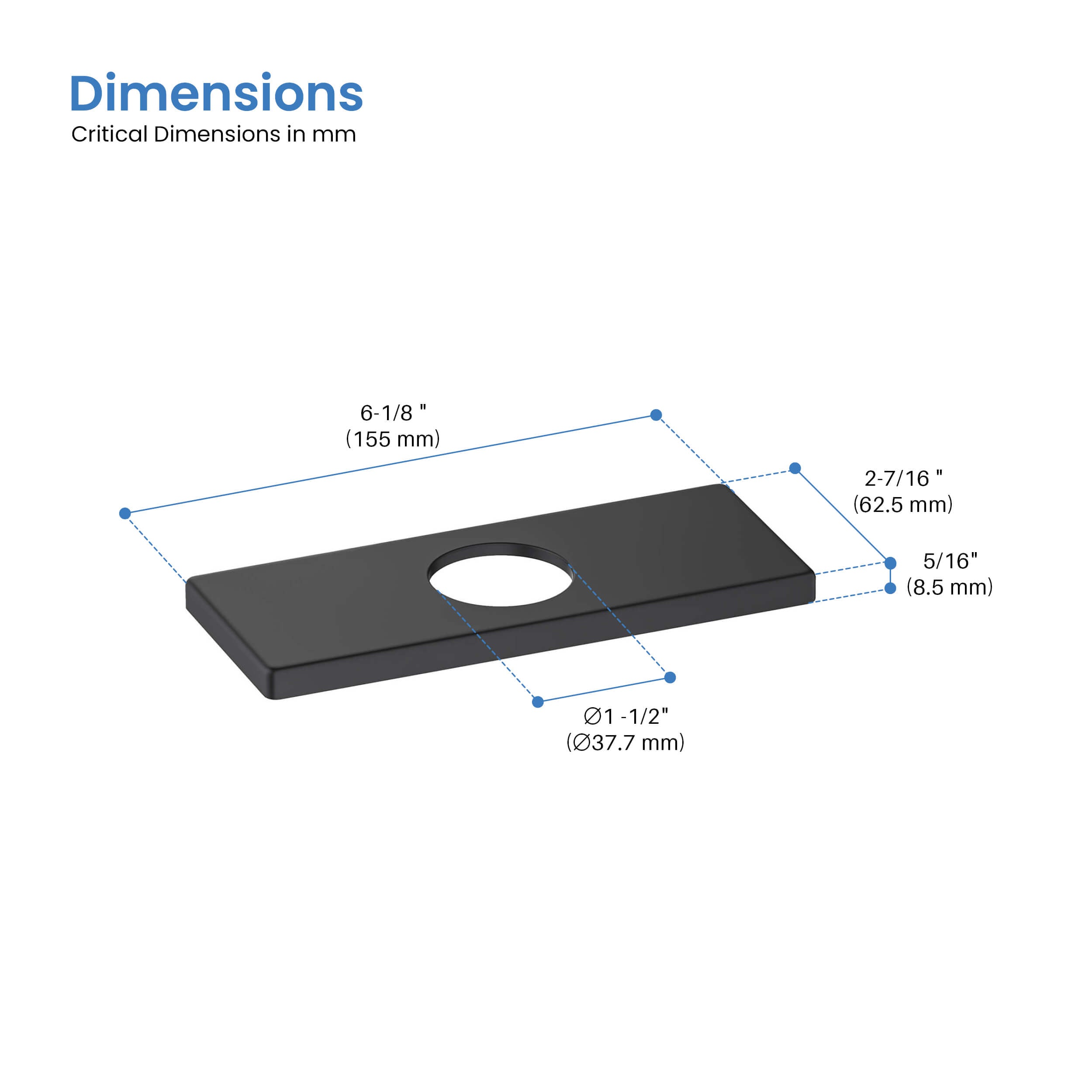 6 Inch Quadra Bathroom Faucet Hole Cover - FC-3