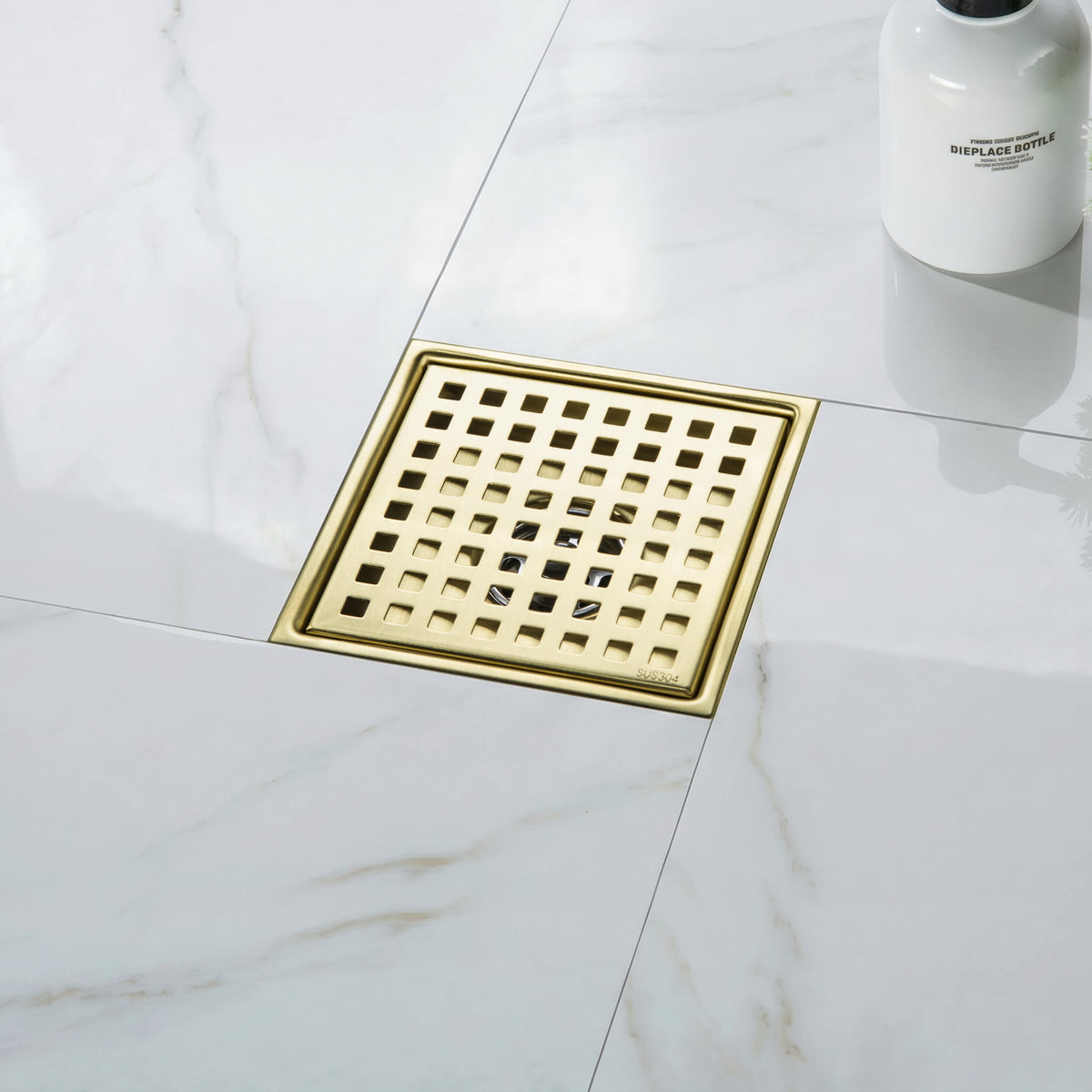 6 inch Square Shower Drain with Square Grid Grate - CFD-0602