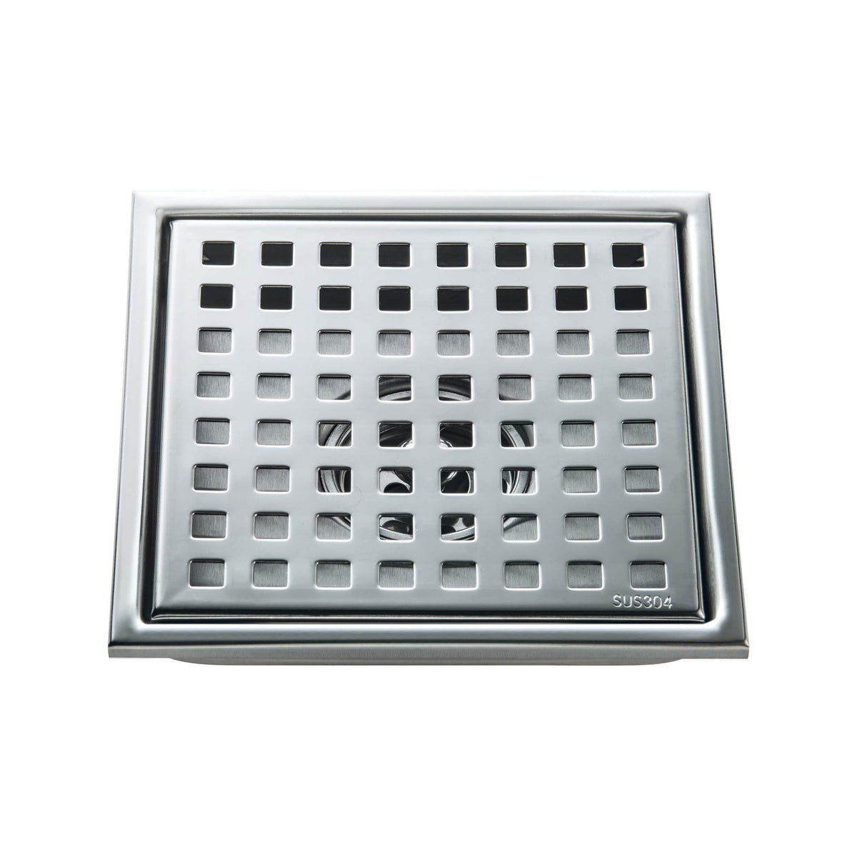 6 inch Square Shower Drain with Square Grid Grate - CFD-0602