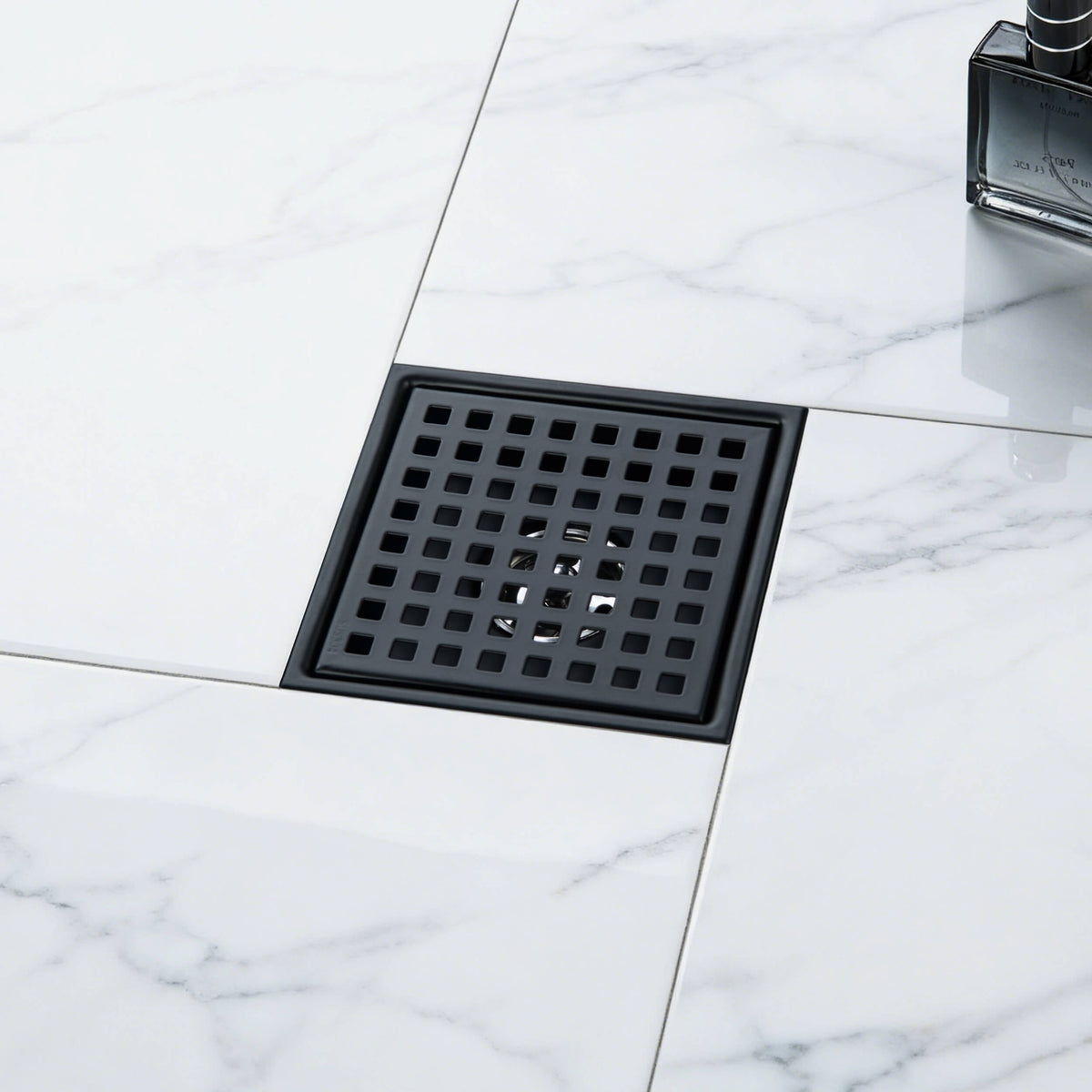 6 inch Square Shower Drain with Square Grid Grate - CFD-0602