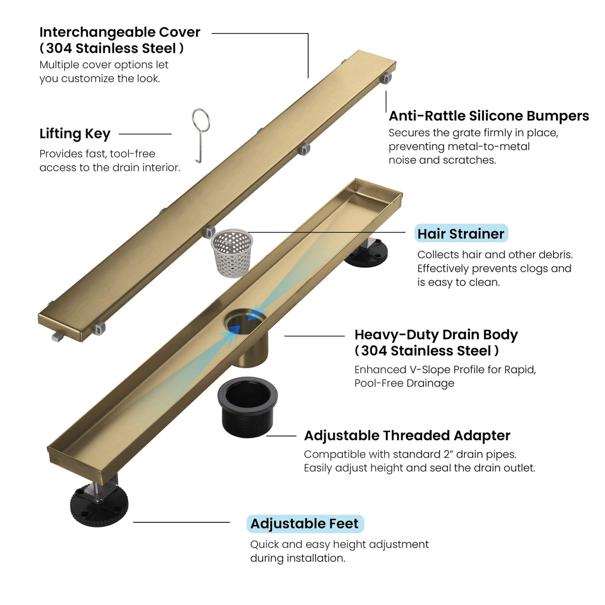 24 inch Tile-in Linear Shower Drain - CFD-2401