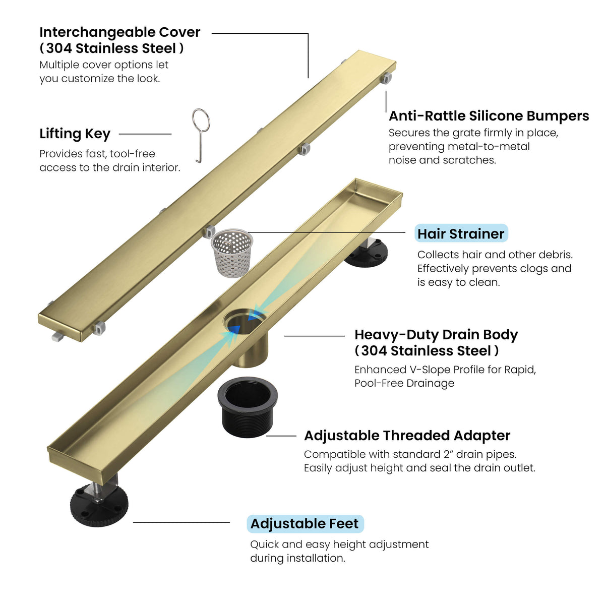 24 inch Tile-in Linear Shower Drain - CFD-2401