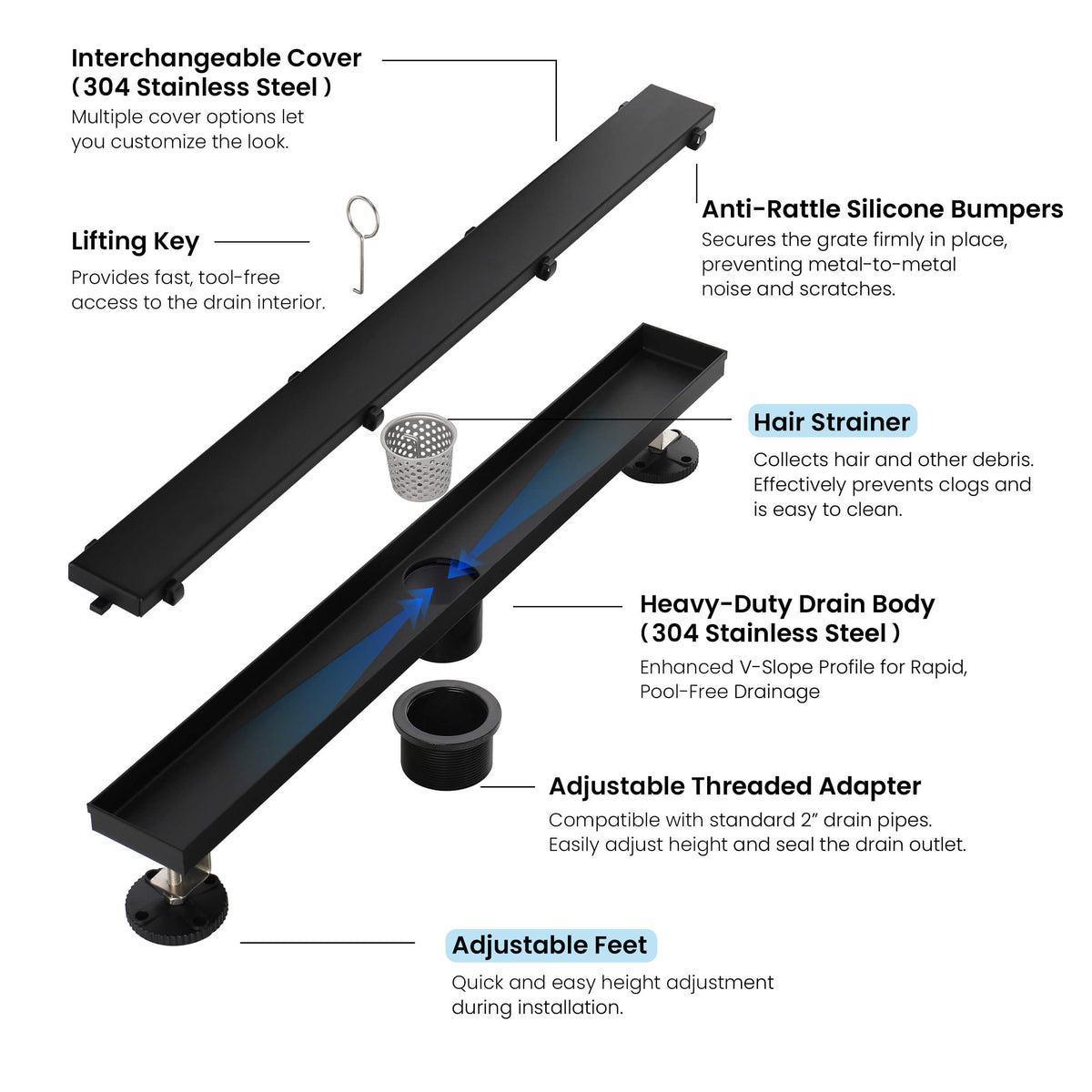 24 inch Tile-in Linear Shower Drain - CFD-2401