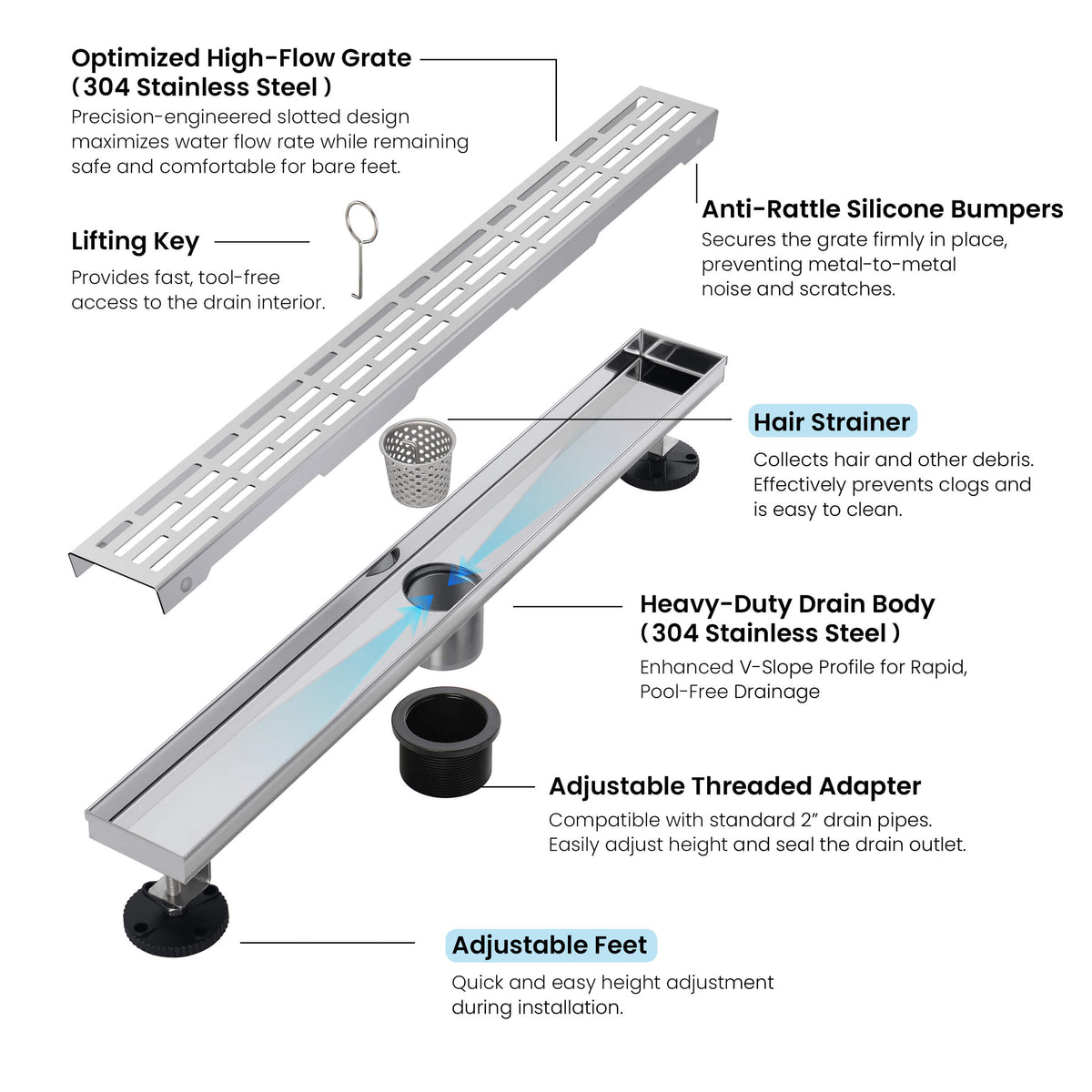 24 inch Linear Shower Drain - CFD-2402