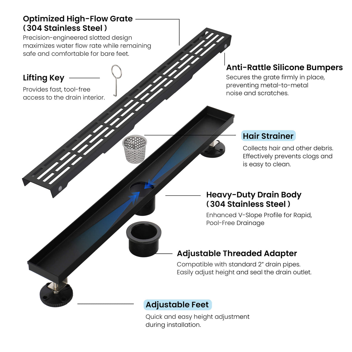 24 inch Linear Shower Drain - CFD-2402