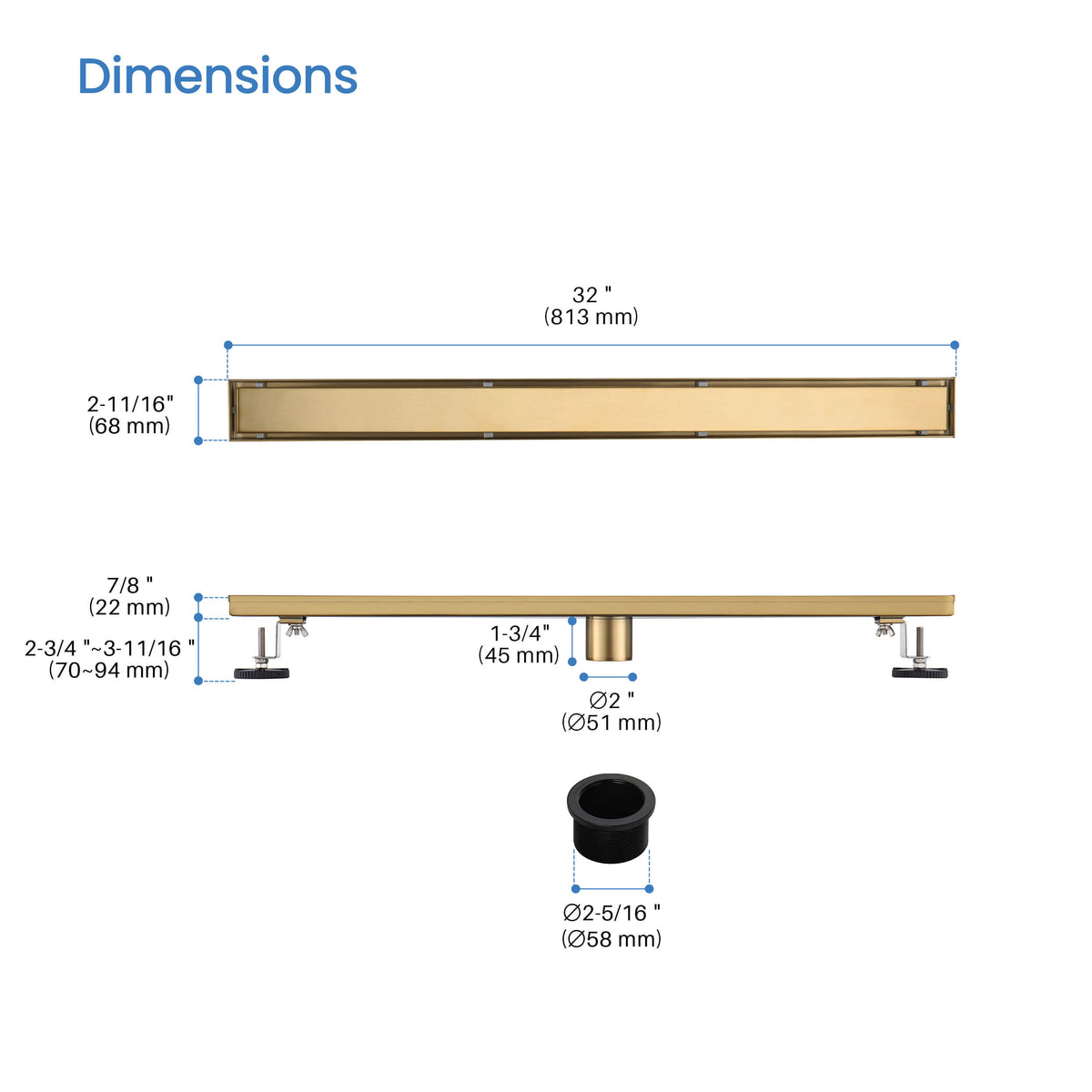 32 inch Tile-in Linear Shower Drain - CFD-3201
