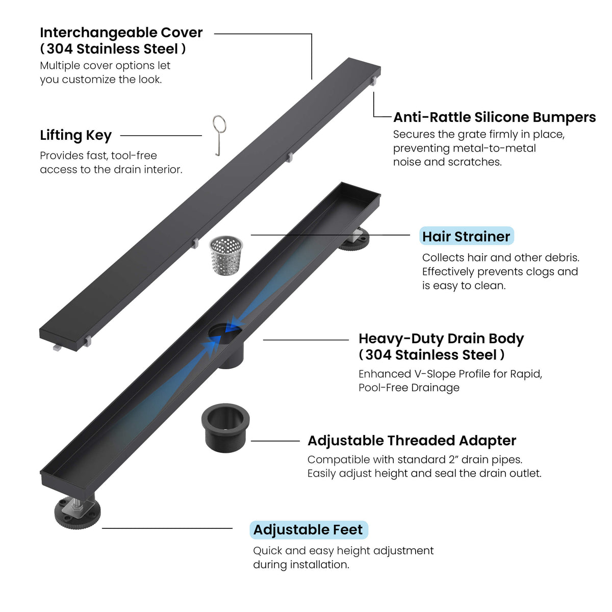 32 inch Tile-in Linear Shower Drain - CFD-3201