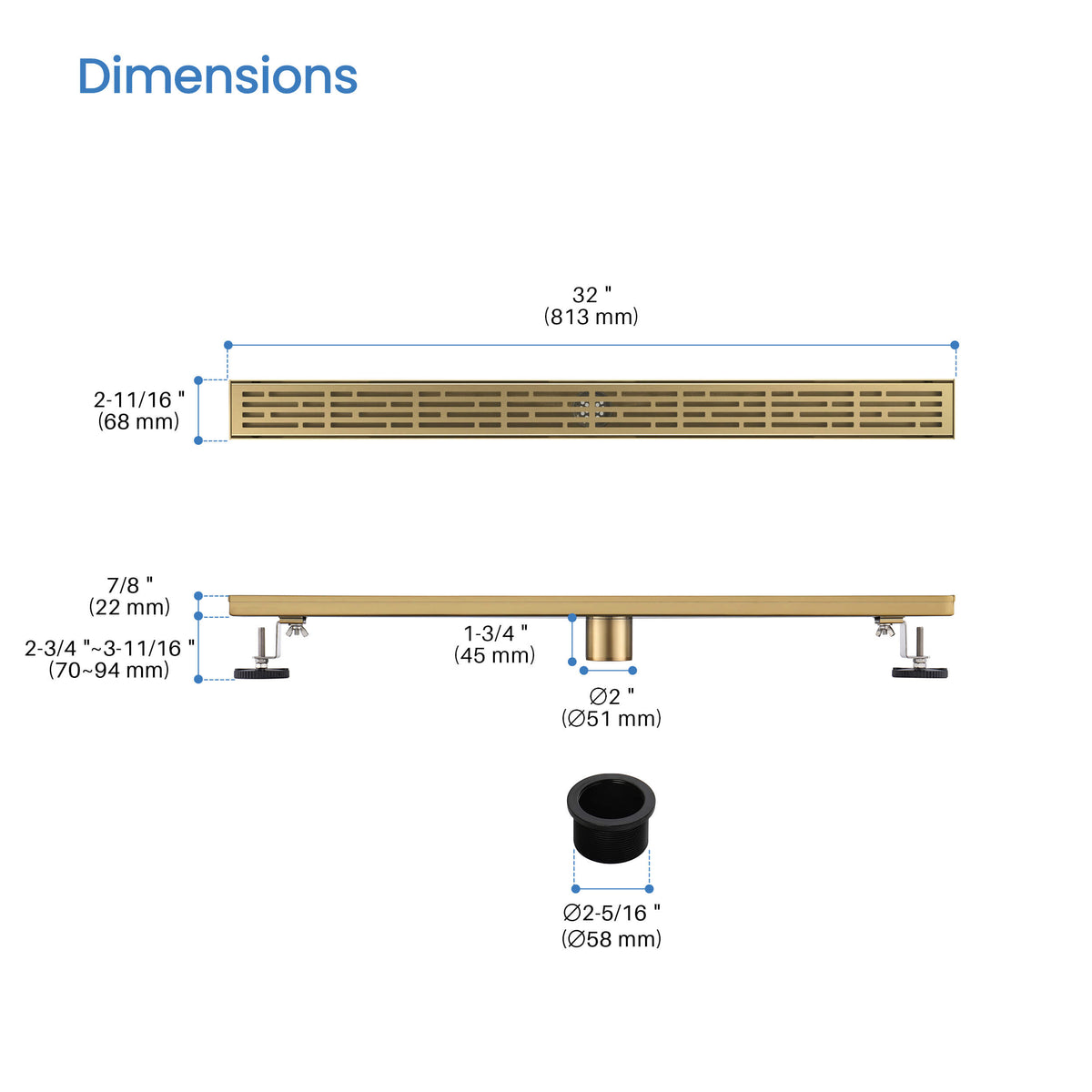 32 inch Linear Shower Drain - CFD-3202
