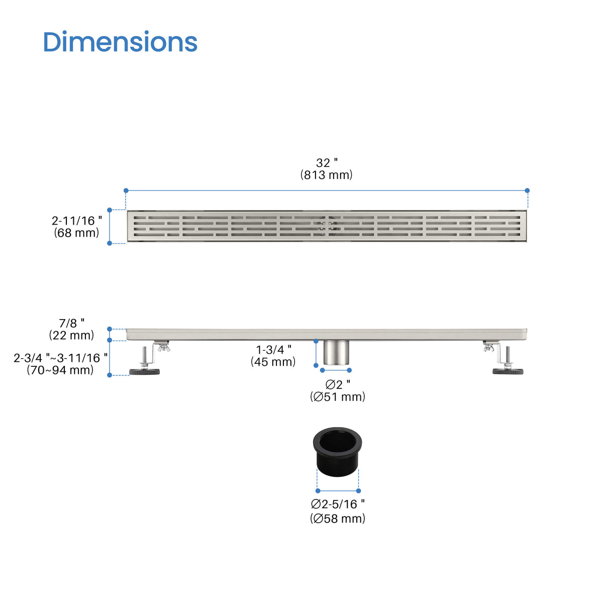 32 inch Linear Shower Drain - CFD-3202
