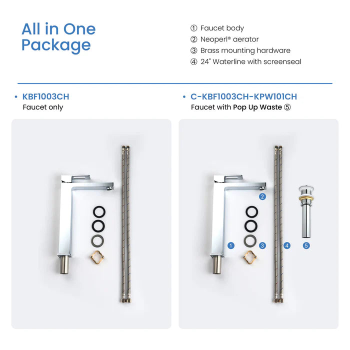 Quadra Brass Single Handle Bathroom Vessel Sink Faucet - CBF-1003