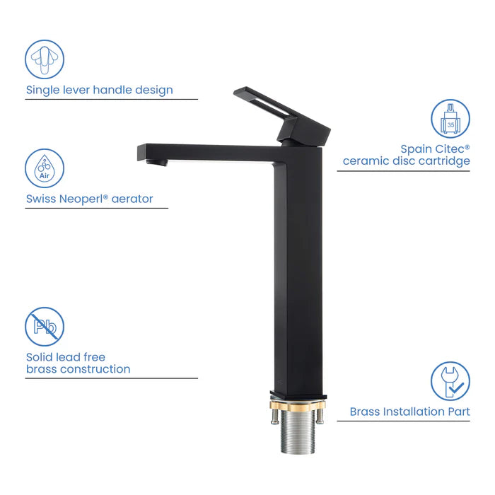 Quadra Brass Single Handle Bathroom Vessel Sink Faucet - CBF-1003