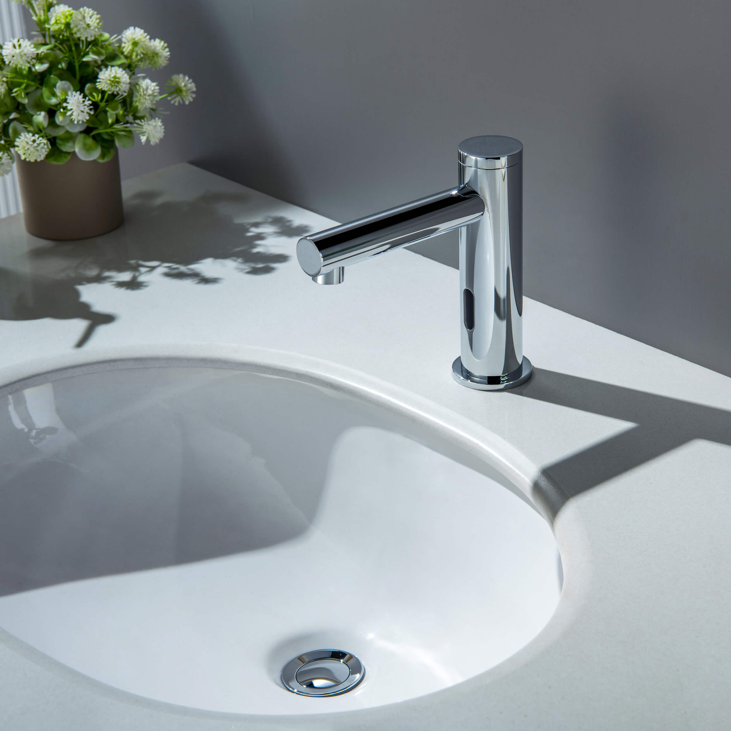Halo Touchless Bathroom Faucet with Pop-Up Drain — Plug-In or Battery Powered - CBF-1029