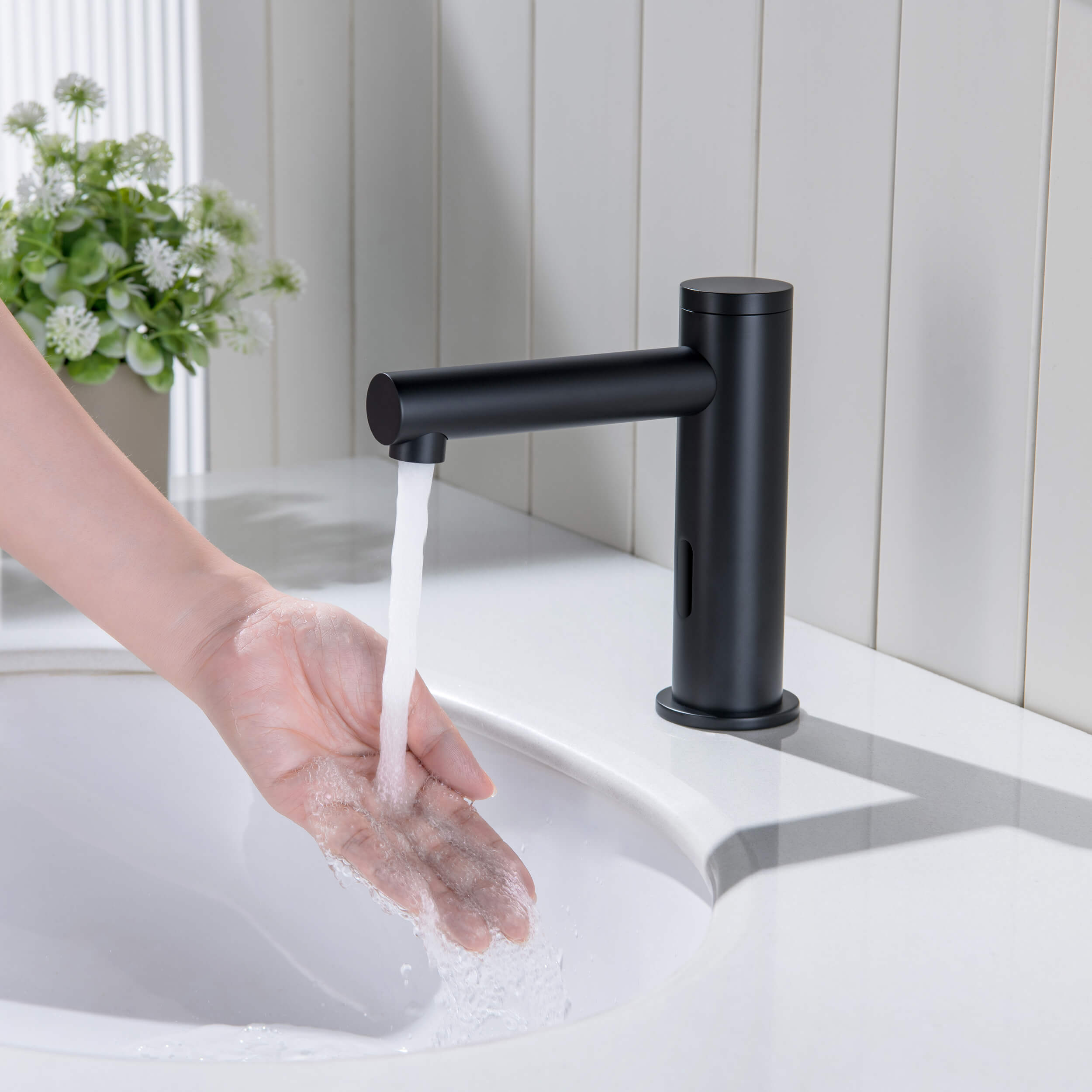 Halo Touchless Bathroom Faucet with Pop-Up Drain — Plug-In or Battery Powered - CBF-1029